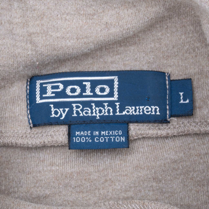 Vintage Ralph Lauren Beige Turtle Neck Long Sleeve Tee Shirt 1990S Large