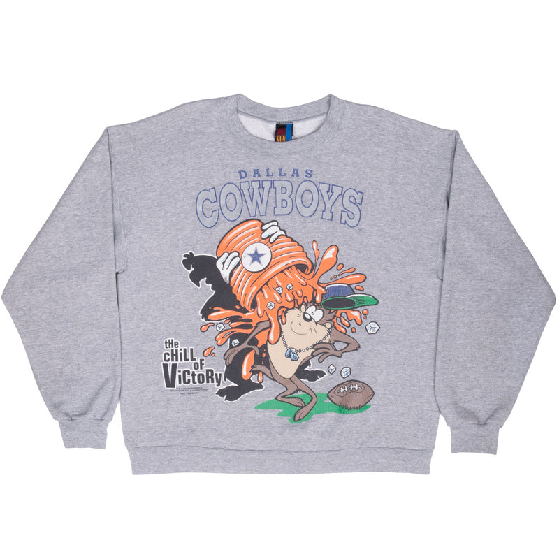 Vintage Nfl Dallas Cowboys Taz Looney Tunes 1994 Sweatshirt Size Large Made In Usa