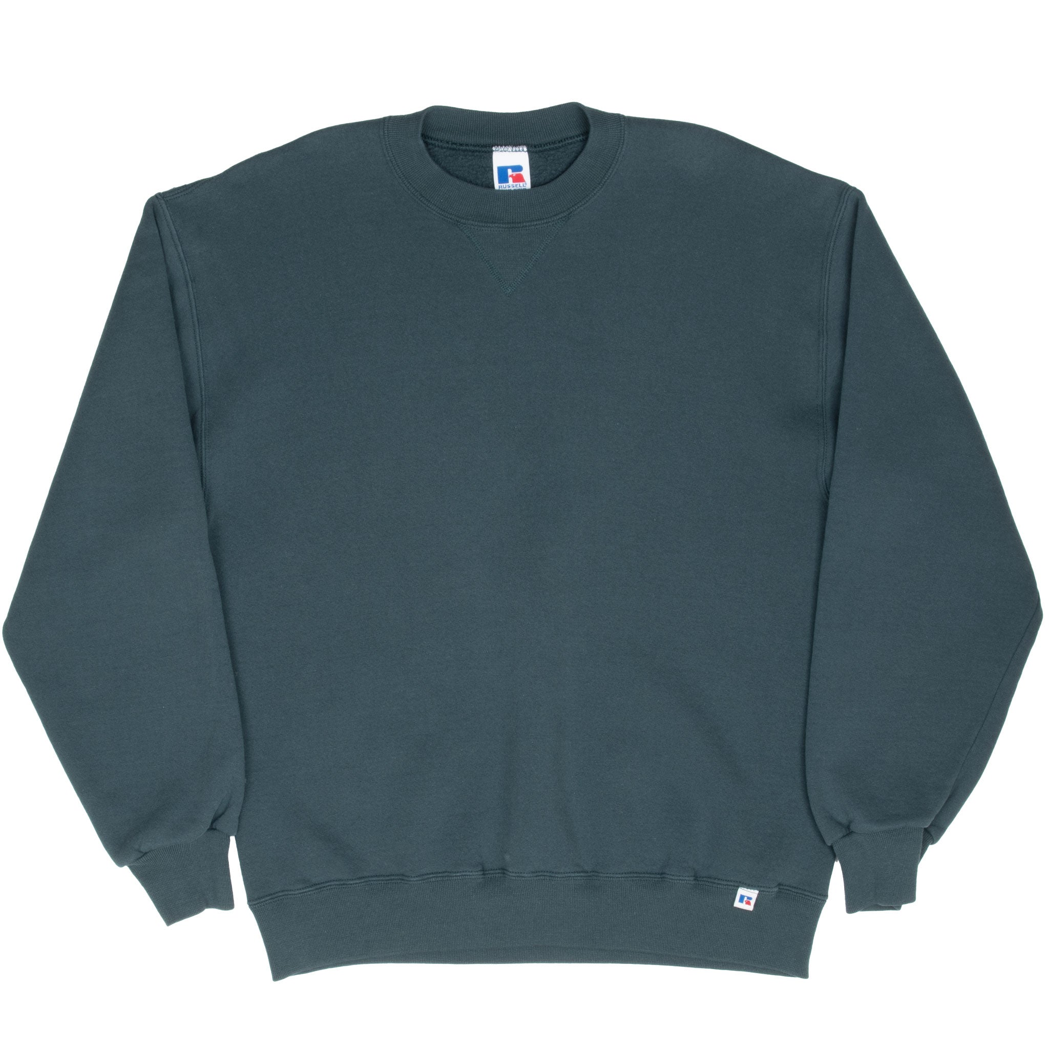 Vintage Russell Athletic Blank Pine Green Sweatshirt 1990S Size Large Made In Usa