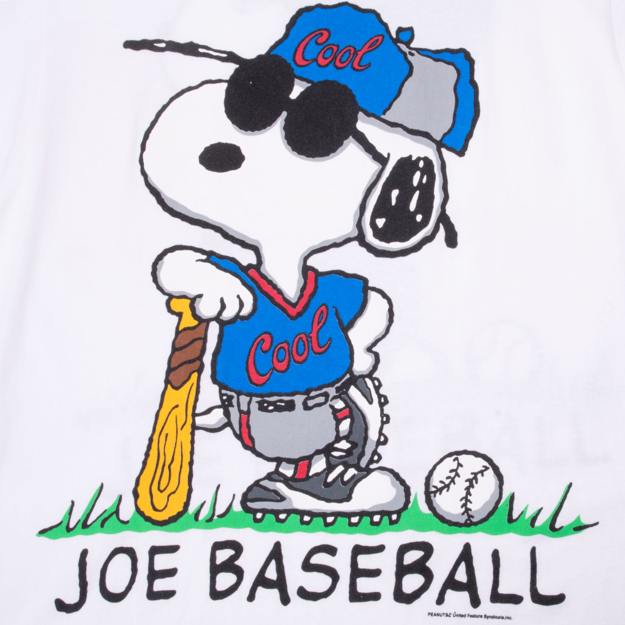 Vintage Peanuts Snoopy Joe Baseball Tee Shirt Size Large 1990S Made In Usa With Single Stitch Sleeves