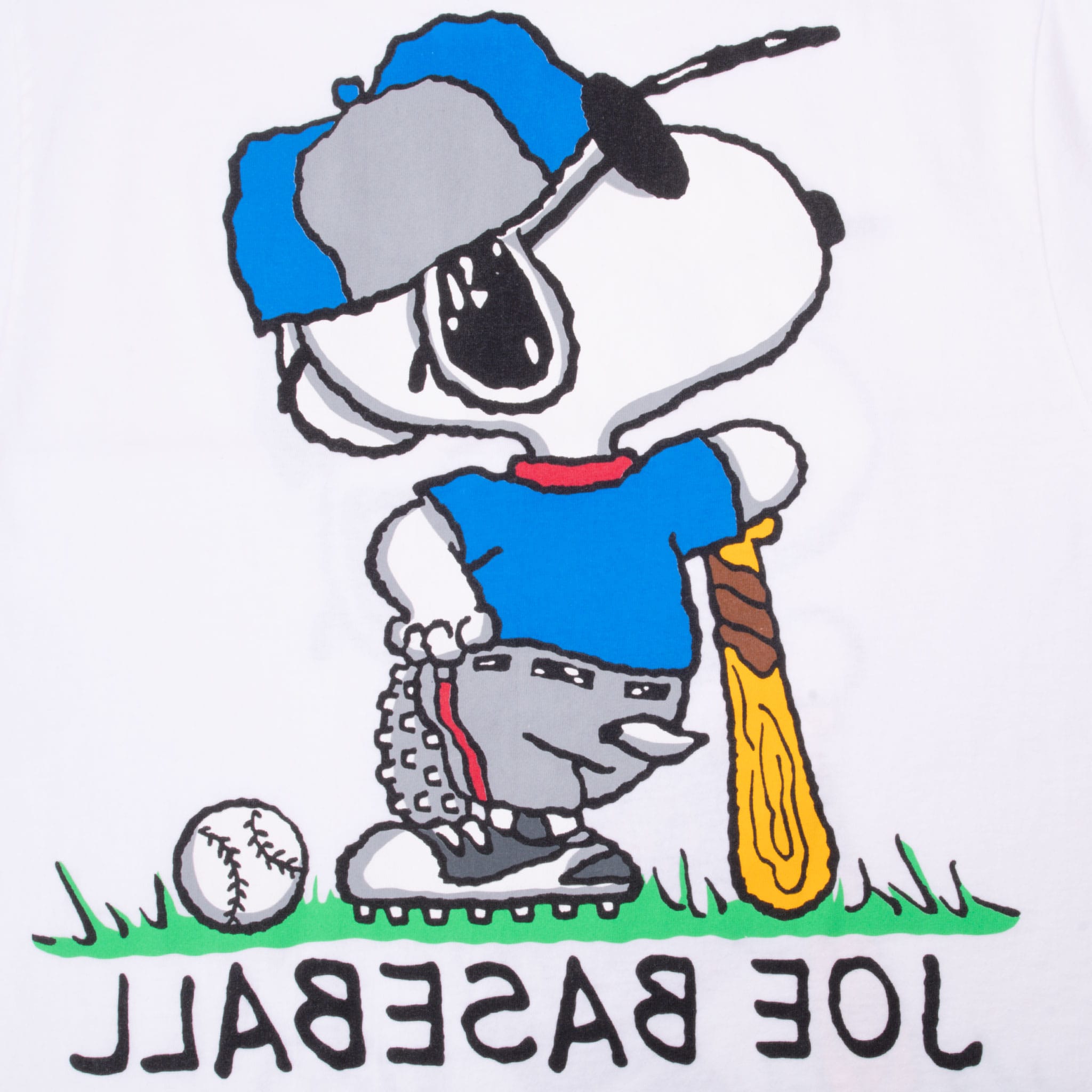 Vintage Peanuts Snoopy Joe Baseball Tee Shirt Size Large 1990S Made In Usa With Single Stitch Sleeves