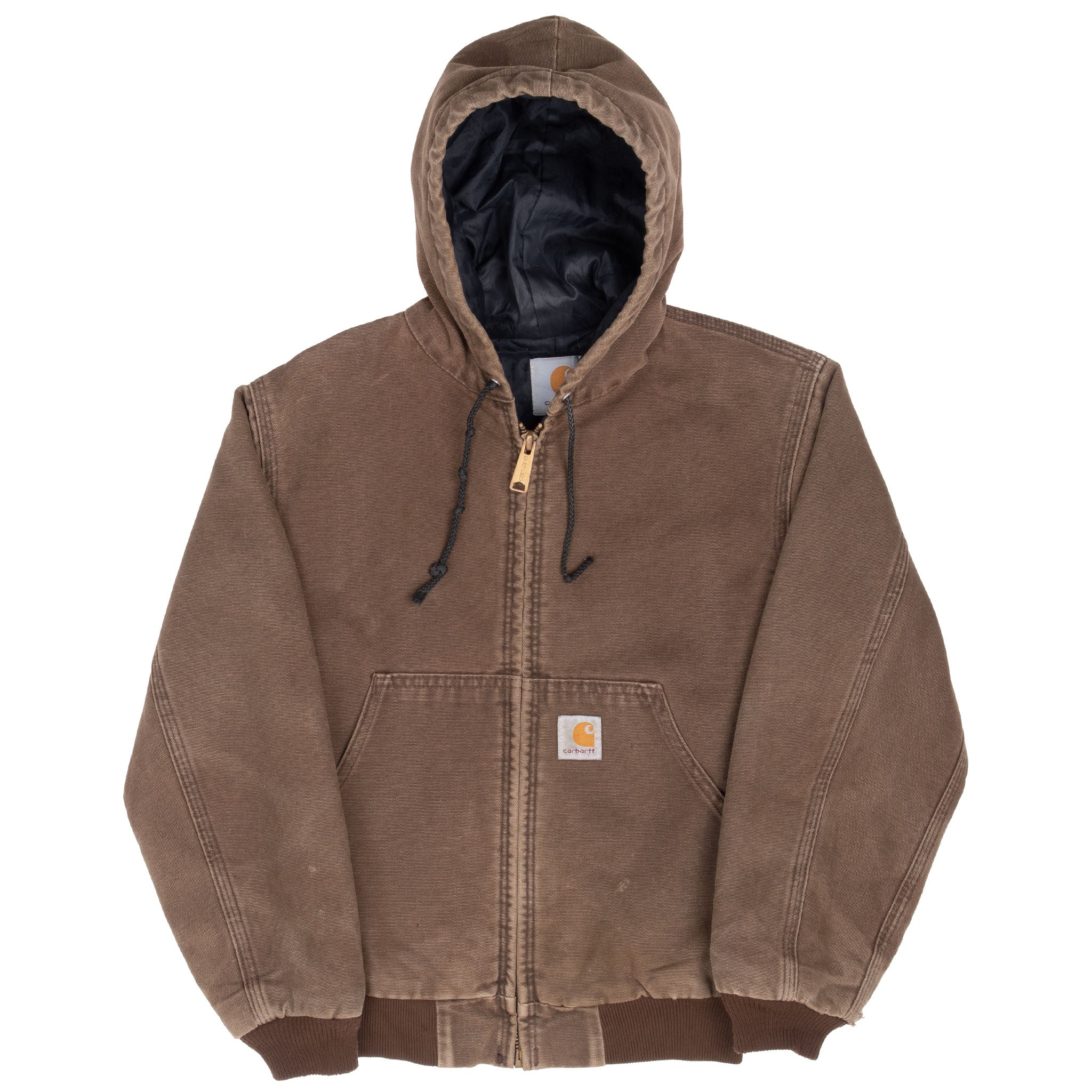 Vintage Carhartt Brown Active Worker Kids Jacket JQ682 1990S Size Medium Youth Made In Usa