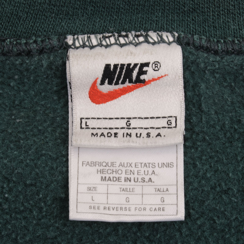 Vintage Pine Green Nike Swoosh Sweatshirt 1990S Size Large Made In USA