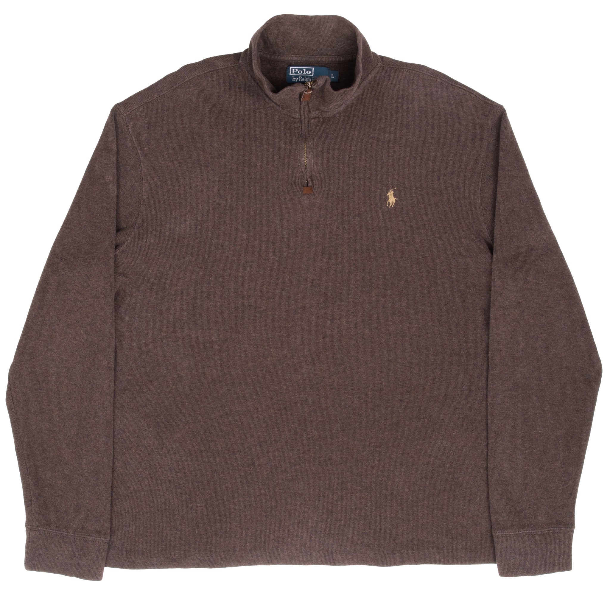 Vintage Polo Ralph Lauren Brown Quarter Zip Sweatshirt Size Large 1990S