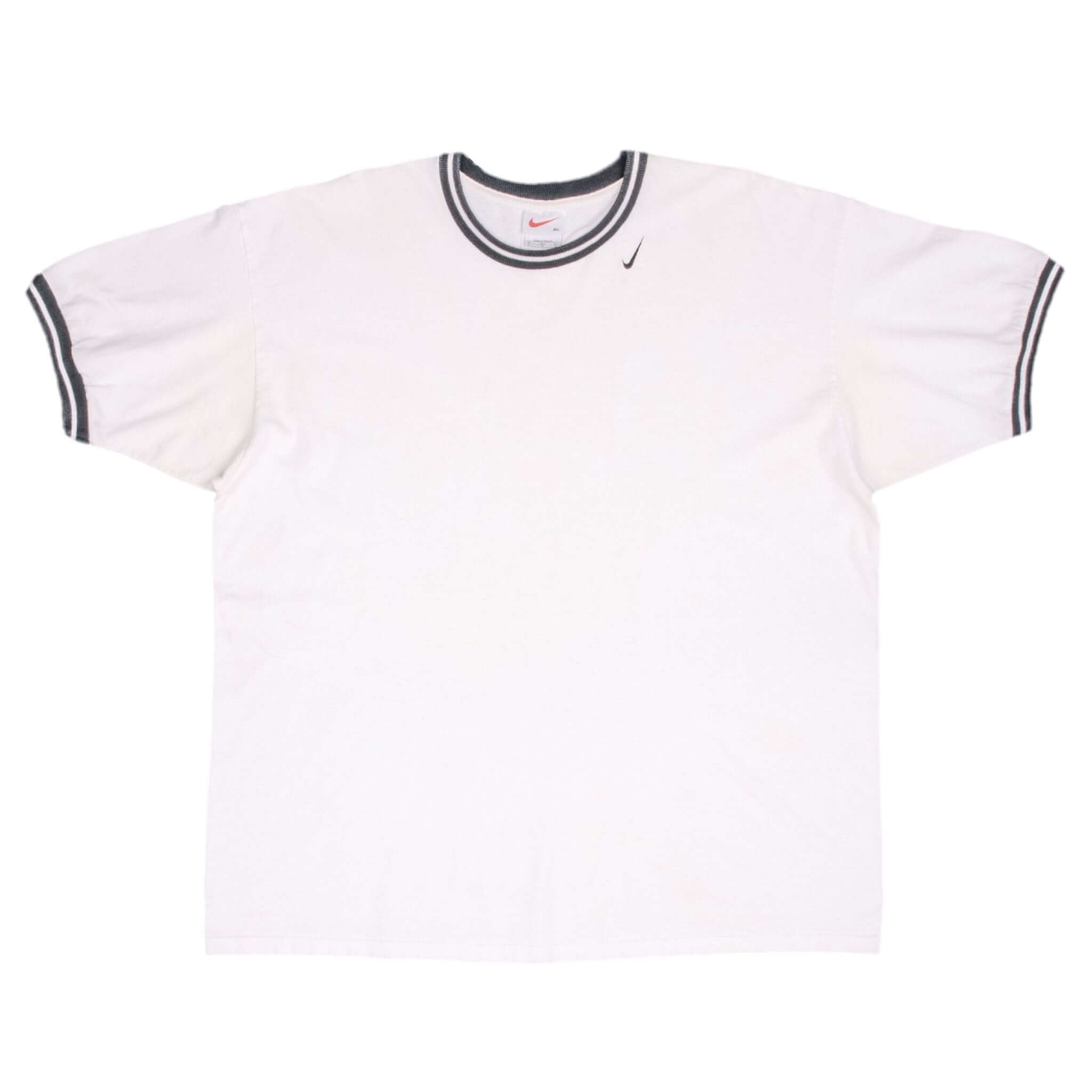 Vintage Nike Classic Neck Swoosh White Tee Shirt 1990S Size XL