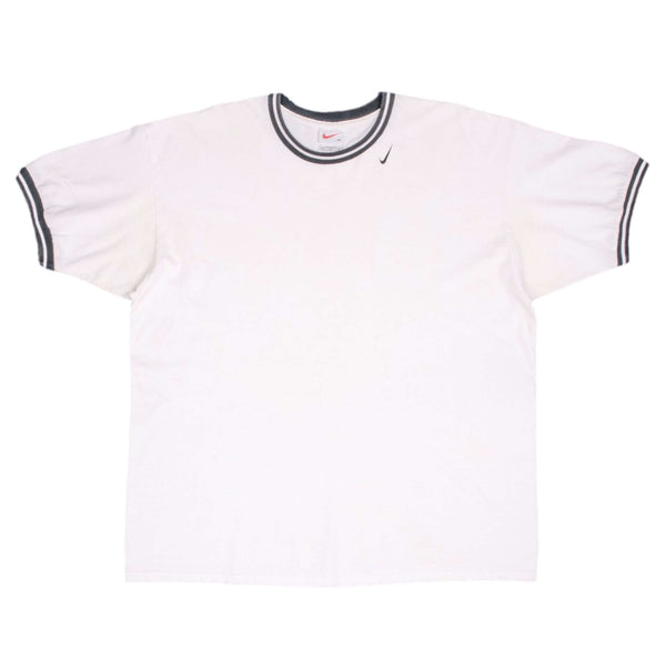 Vintage Nike Classic Neck Swoosh White Tee Shirt 1990S Size XL