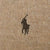 Close-up of dark brown Polo pony embroidery on beige knit fabric