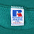 Russell Athletic XXL Made in USA neck label on teal sweatshirt