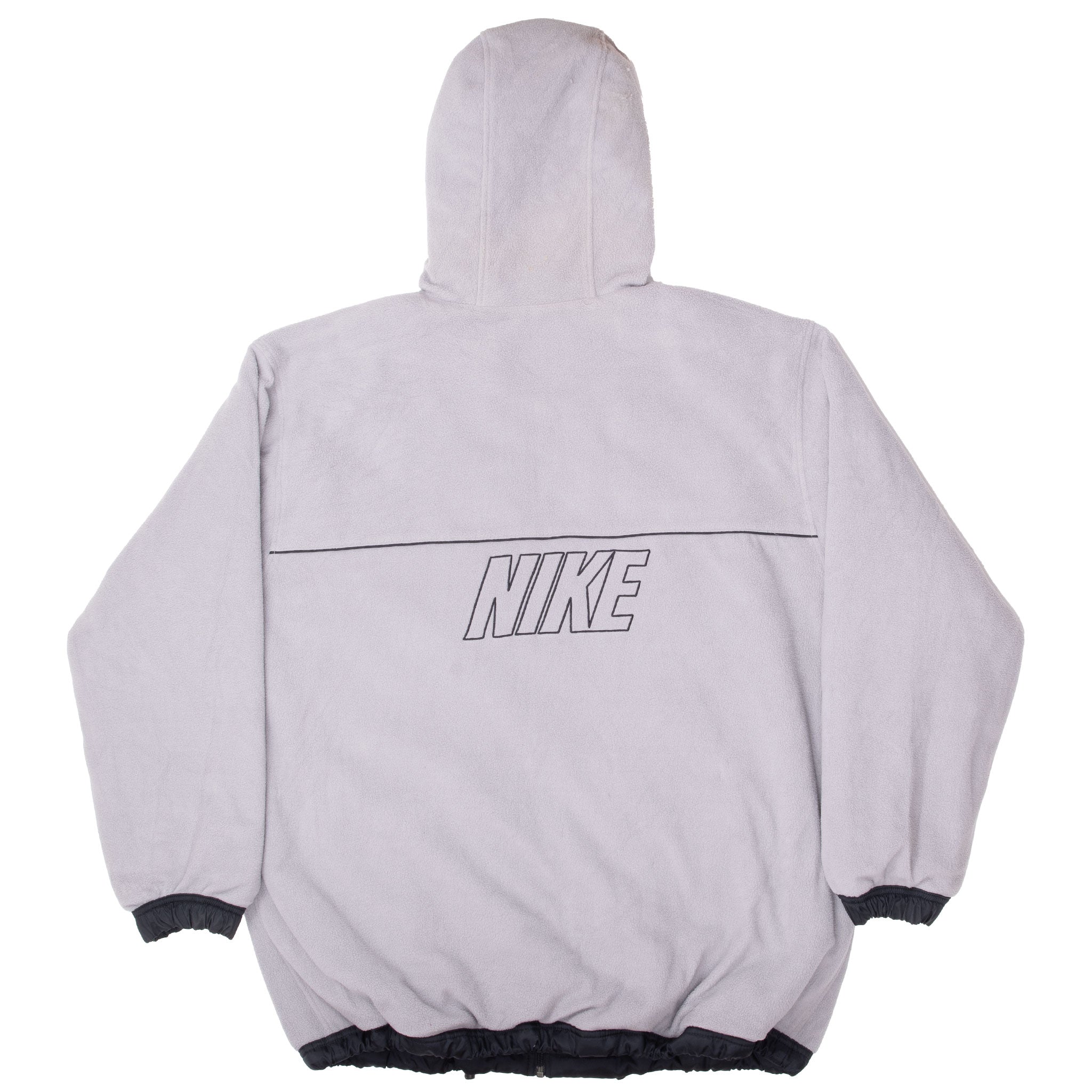 Vintage Nike Swoosh Black Hooded Reversible Windbreaker Jacket 2000S Size Large