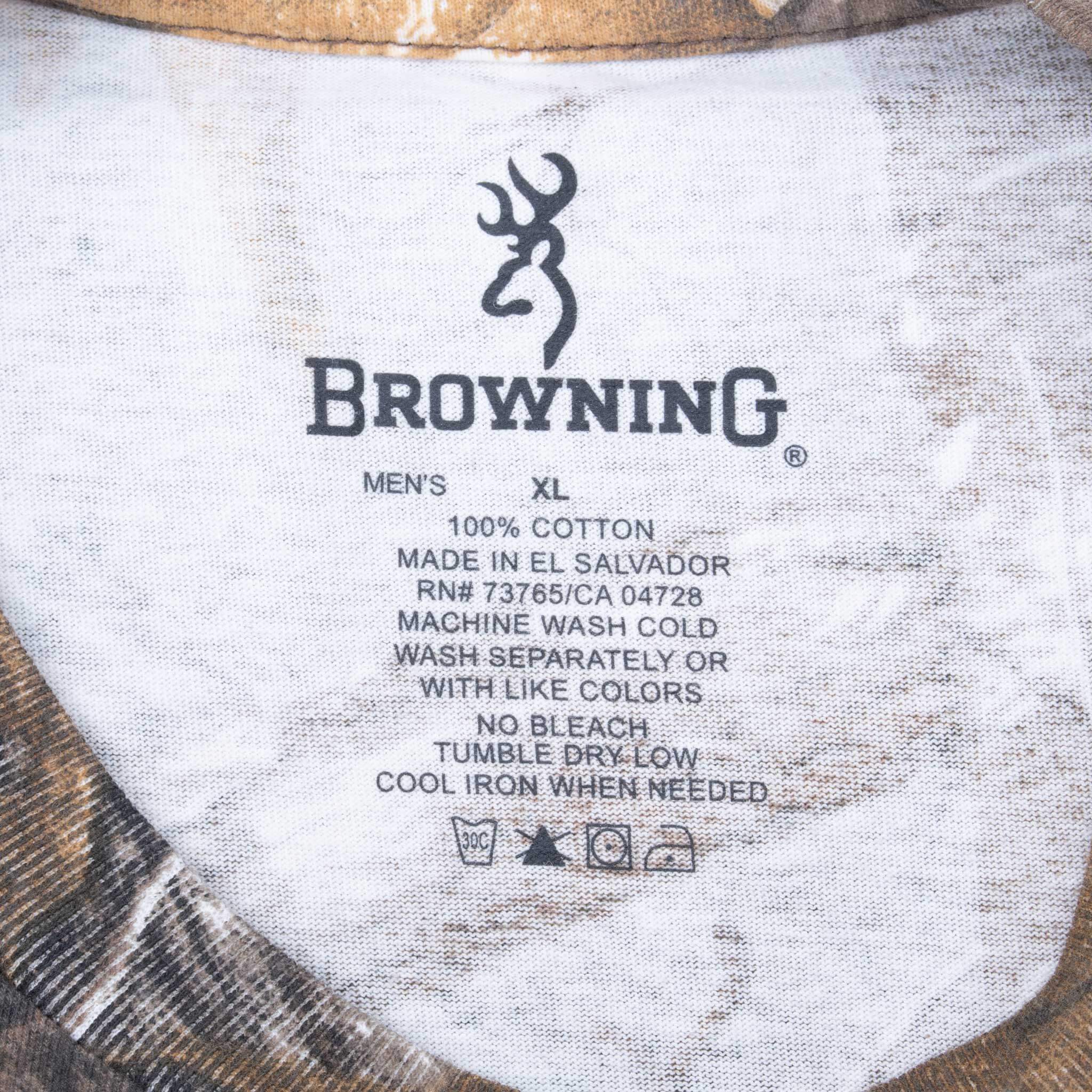 Vintage Hunting Realtree Xtra Camo Browning Tee Shirt Size Large