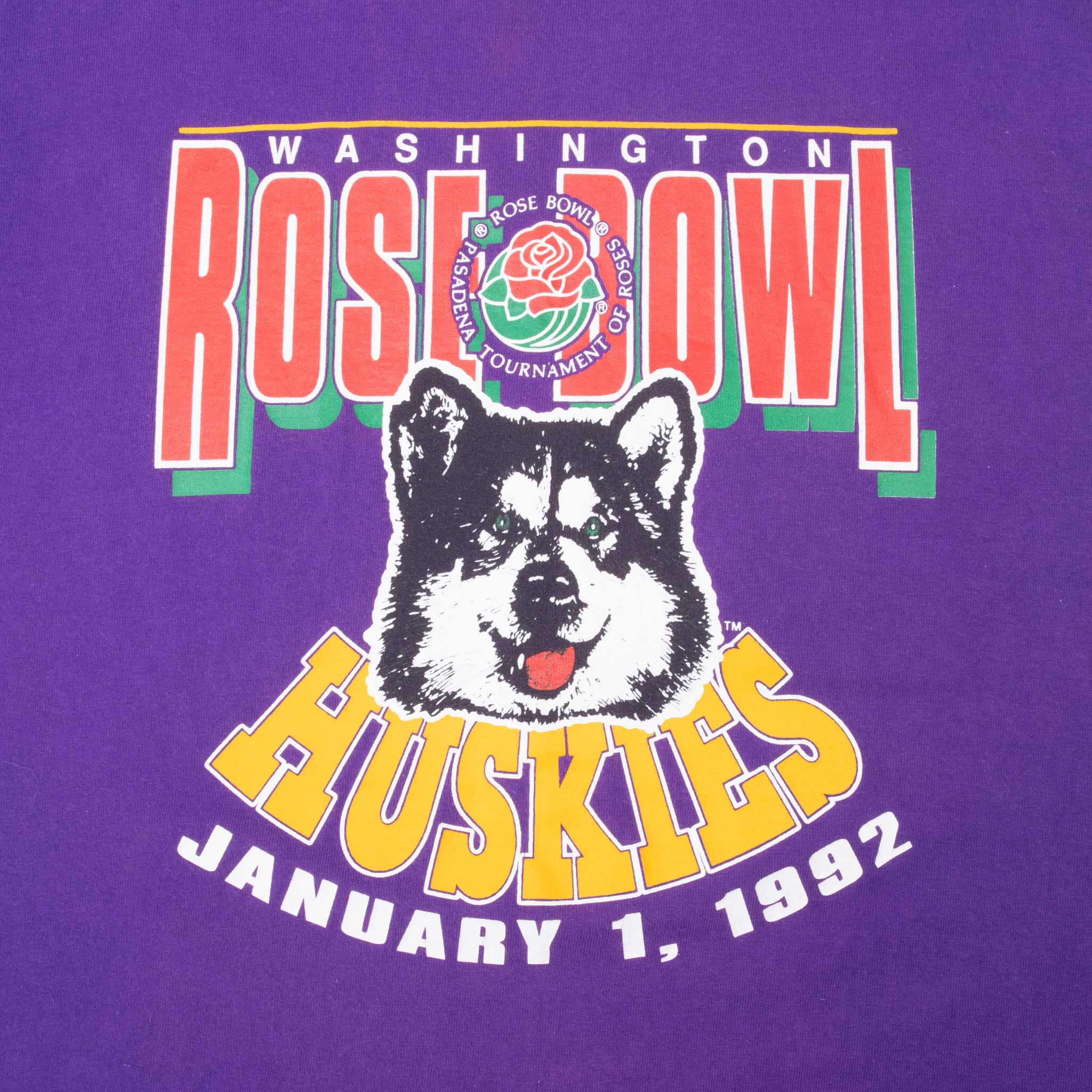 Vintage Ncaa Washington Huskies Rose Bowl 1992 Tee Shirt Size Medium Made In Usa