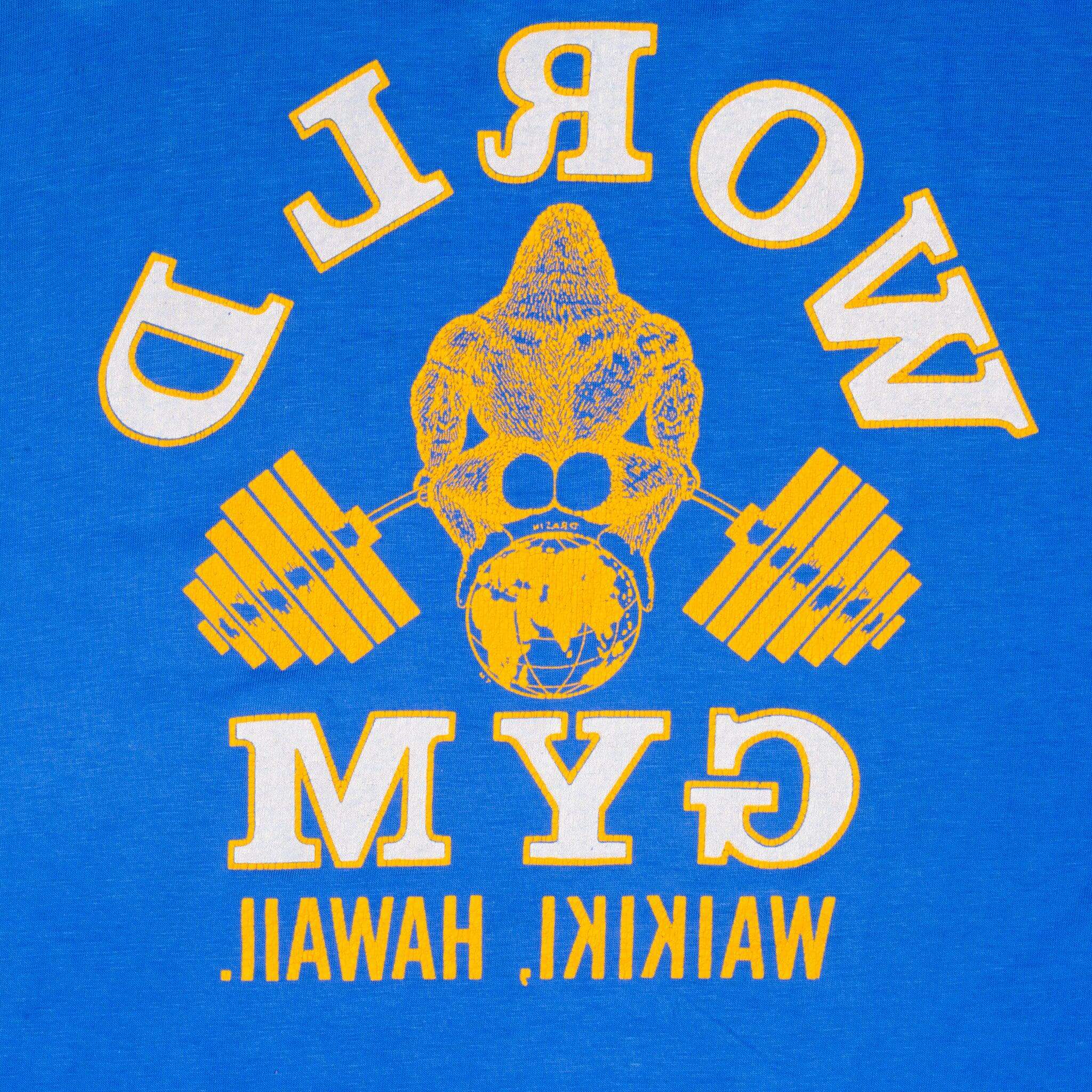 VINTAGE WORLD GYM WAIKIKI HAWAII TEE SHIRT 1990S SIZE LARGE MADE IN USA