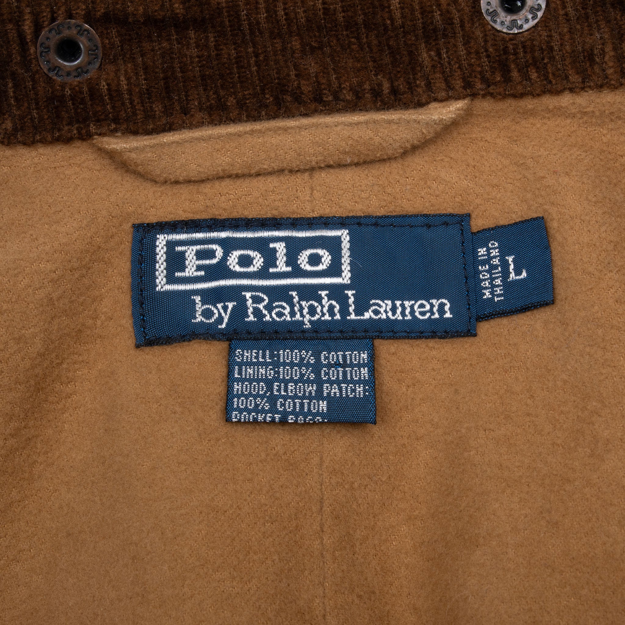 VINTAGE POLO RALPH LAUREN BLACK WAX FIELD COAT JACKET 1990S LARGE