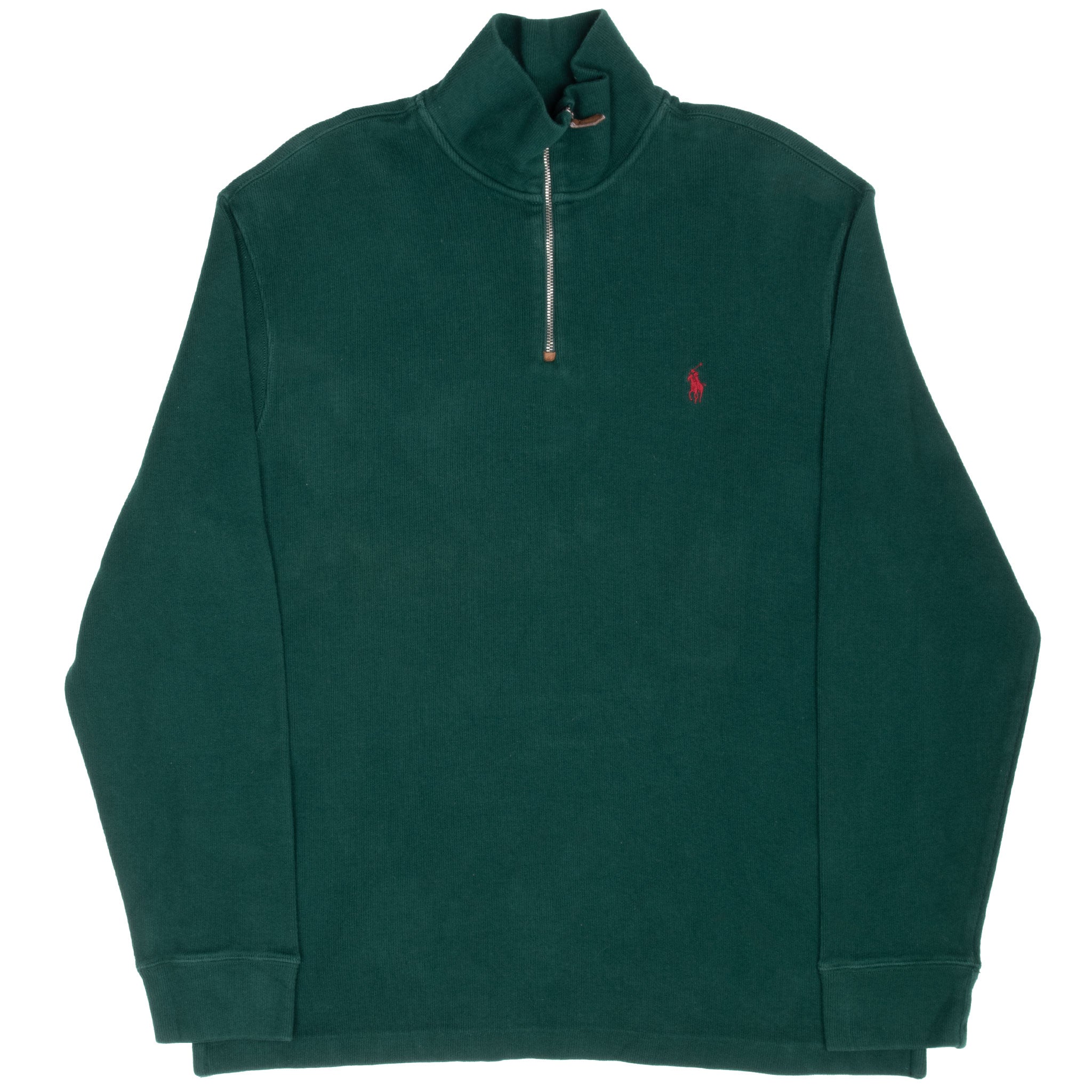 Vintage Polo Ralph Lauren Green Quarter 1/4 Zip Sweater 1990S Size Large
