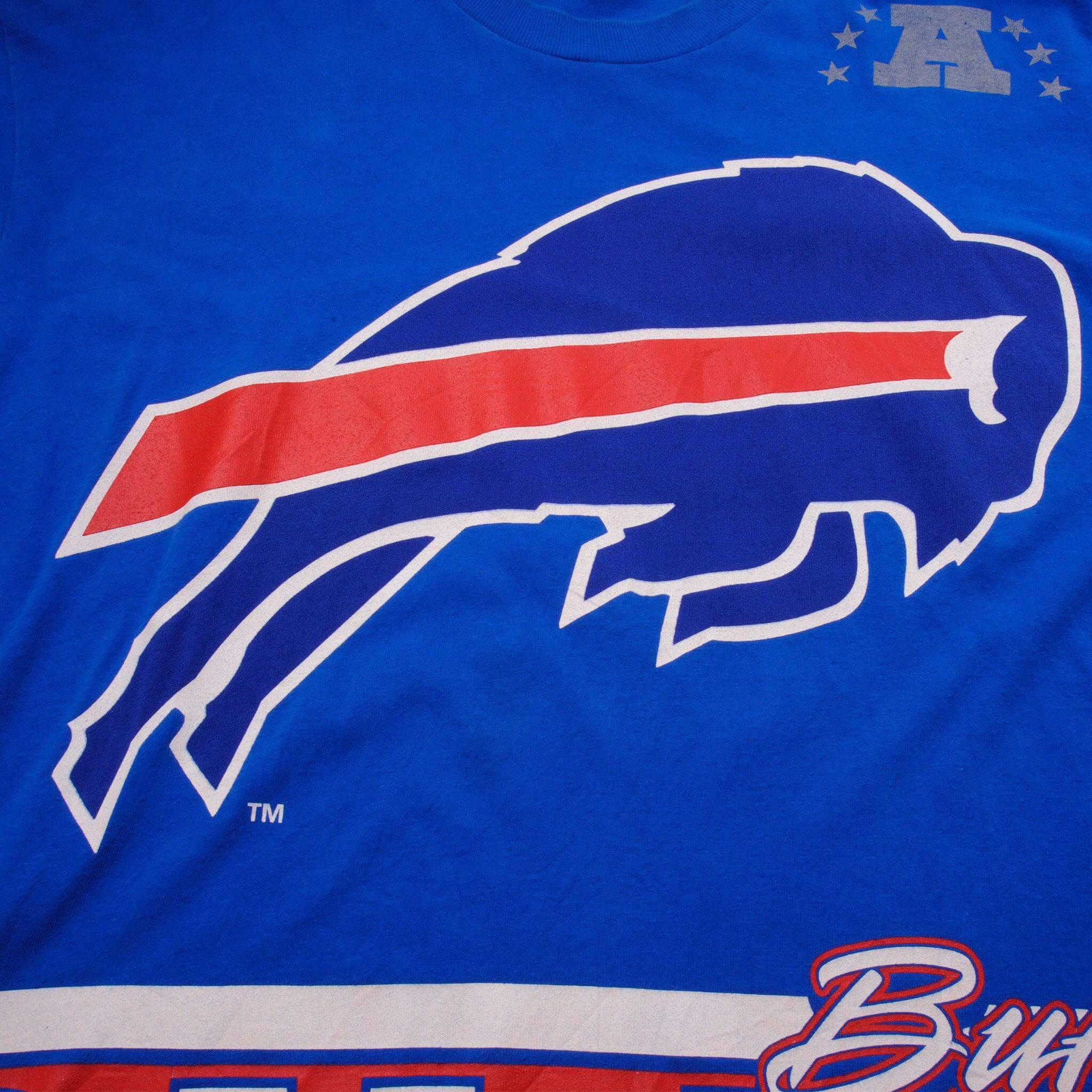 Vintage All Over Print NFL Buffalo Bills Tee Shirt 1994 Size XL Made In USA With Single Stitch Sleeves