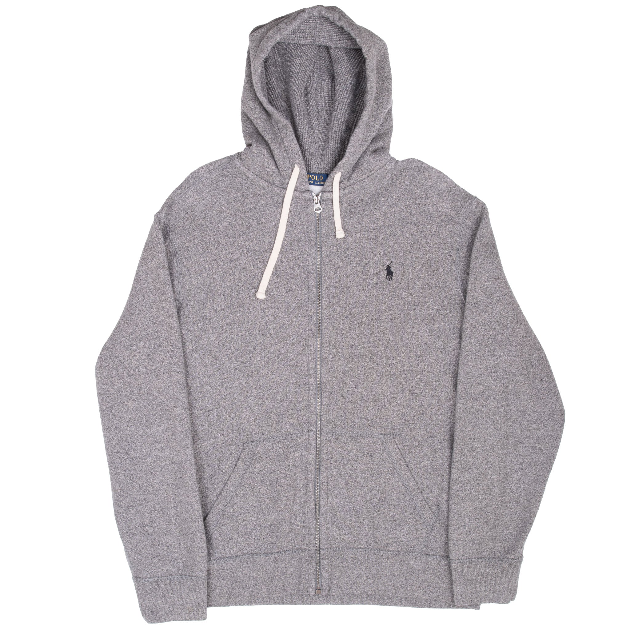 Vintage Ralph Lauren Full Zip Classic Grey Hoodie Sweatshirt Size XL