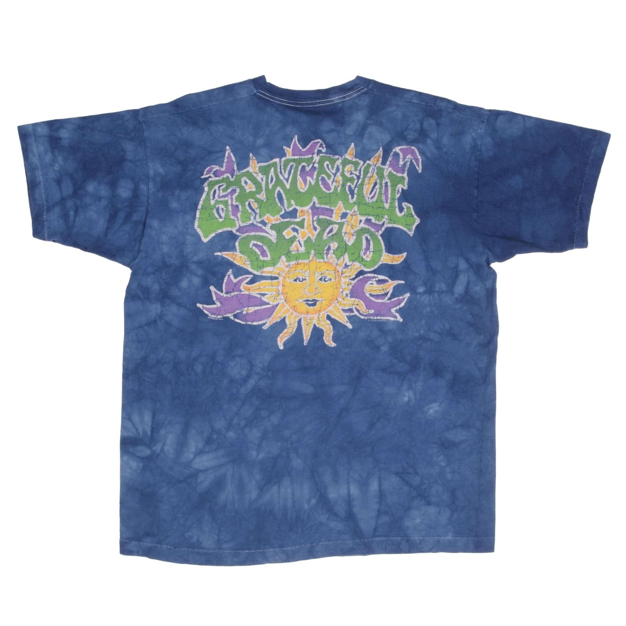 Vintage Tie-Dye Grateful Dead By Pinkerton Liquid Blue Tee Shirt 1994 Size XL Made In USA With Single Stitch Sleeves