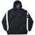 Front view of black Nike hooded jacket with white sleeve panels and Swoosh branding