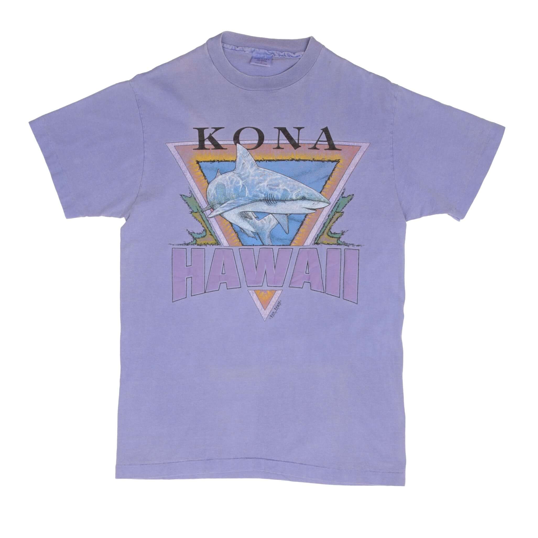 Vintage Kona Hawaii Shark Graphic 1991 Tee Shirt Size Medium Made In Usa With Single Stitch Sleeves