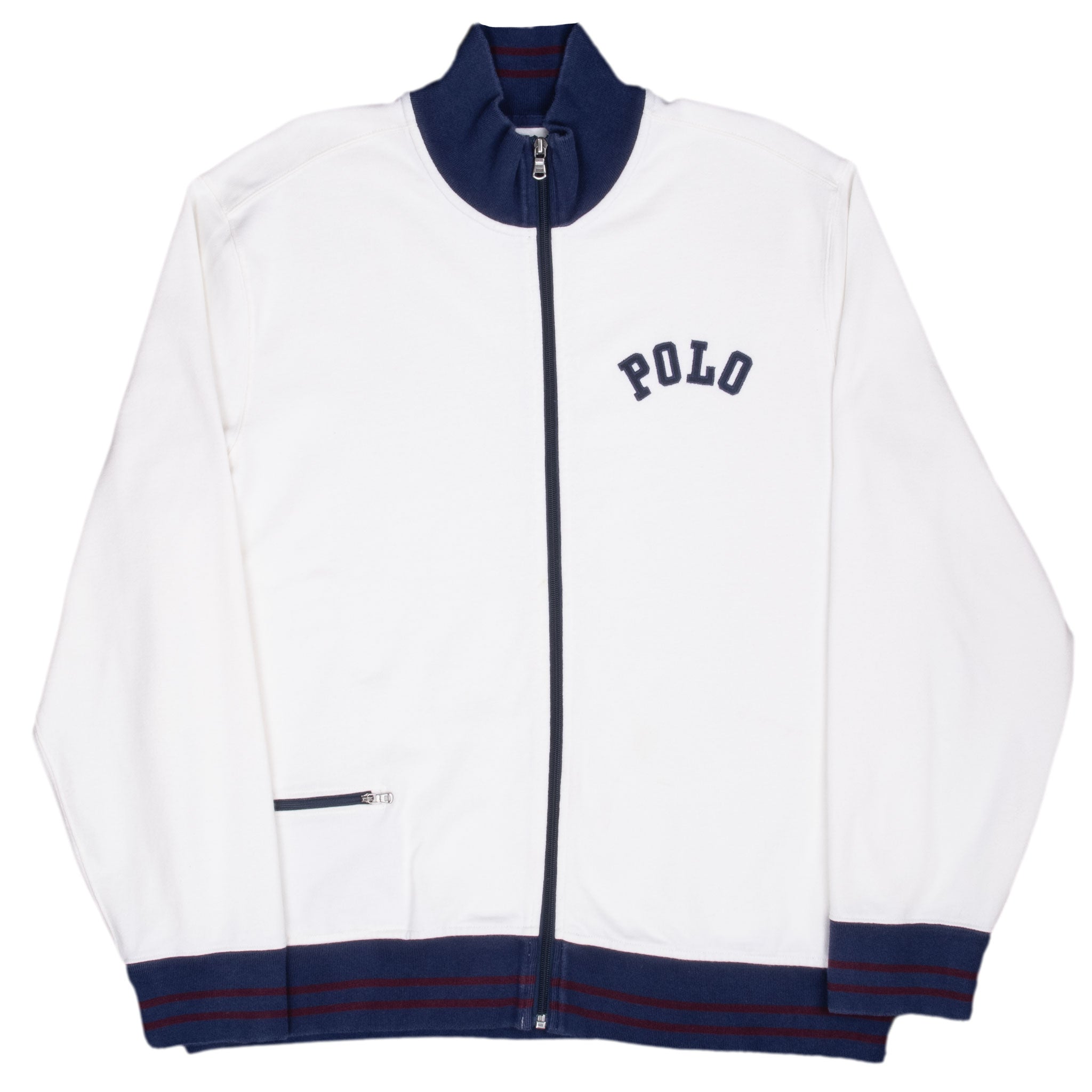 Vintage Polo Ralph Lauren White Full Zip Sweatshirt 1990S Size XL