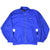 Full front of royal blue adidas windbreaker with zip closure, elastic hem, and black-and-white pocket accents