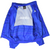 Open royal blue adidas windbreaker showing white mesh lining, inner label, and interior logo