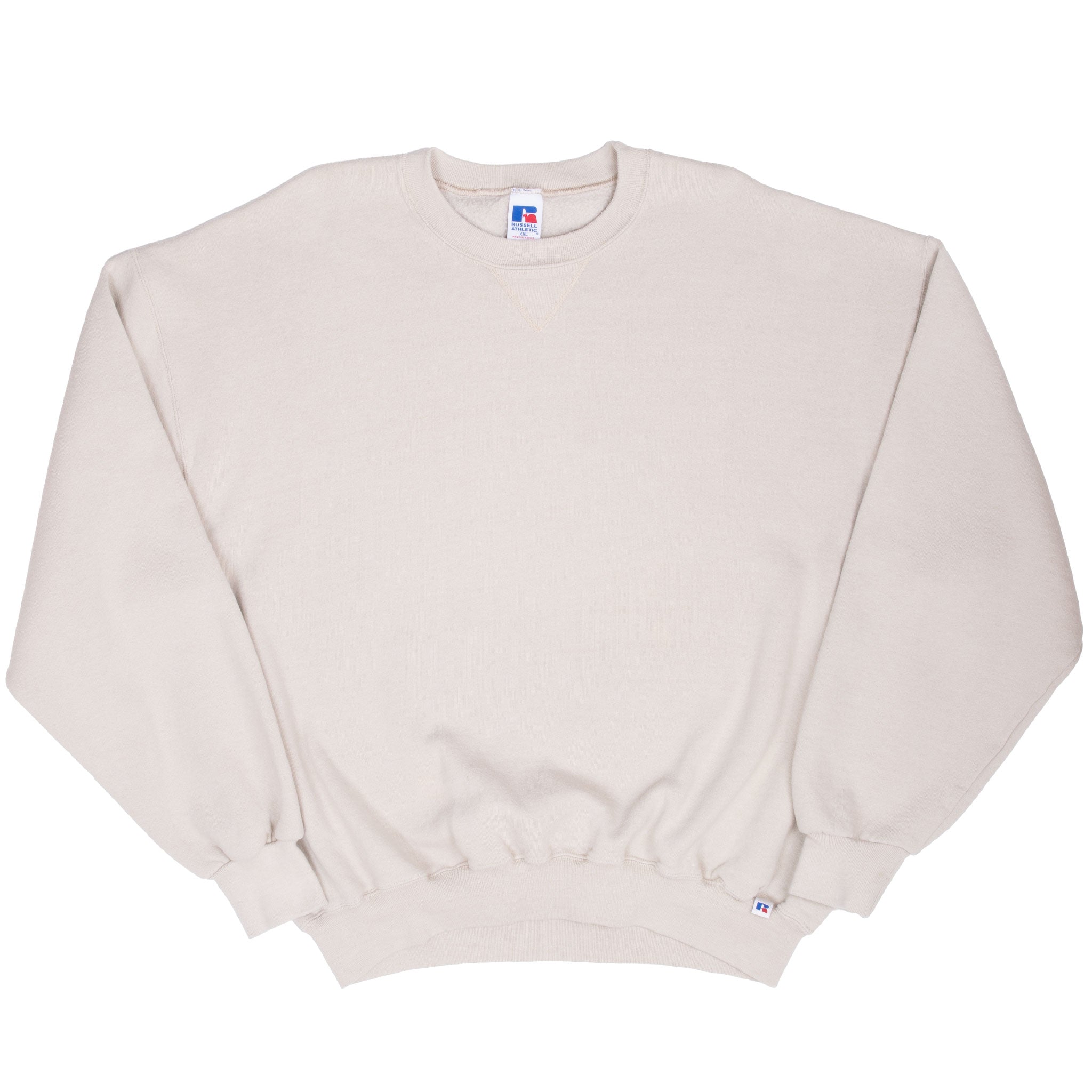 Vintage Russell Athletic Blank Beige Sweatshirt 1990S Size 2XL