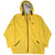 Full front view of yellow Nike hooded windbreaker with black trim and embroidered chest Swoosh