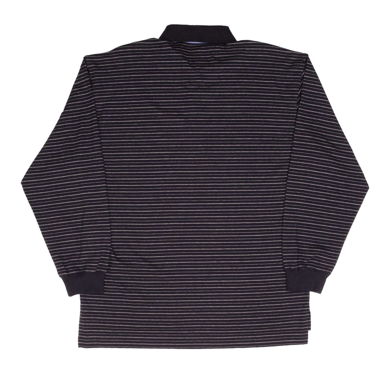 Vintage Tommy Hilfiger Long Sleeve Striped Polo Shirt 1990S Size Large Deadstock