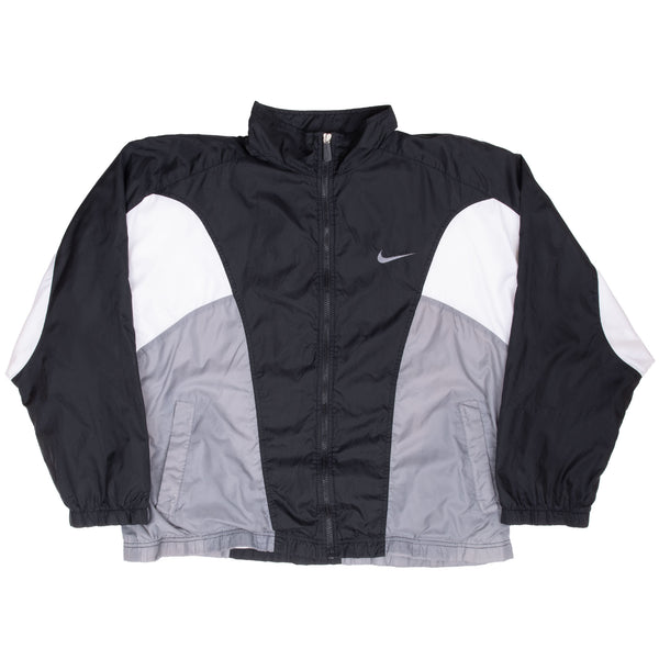 Vintage Nike Big Swoosh Black Windbreaker Jacket 1990S Size XL