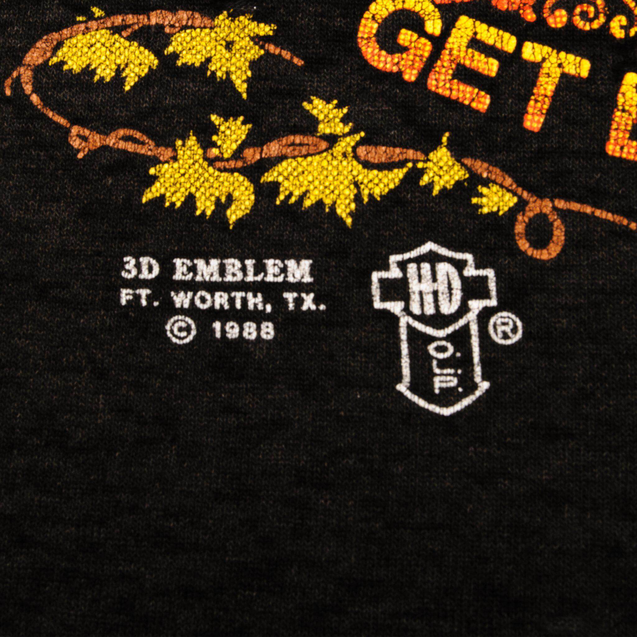 Vintage Harley Davidson Harley And Good Whiskey Both Get Better With Age Tee Shirt 1988 Size XL Made In USA With Single Stitch Sleeves.