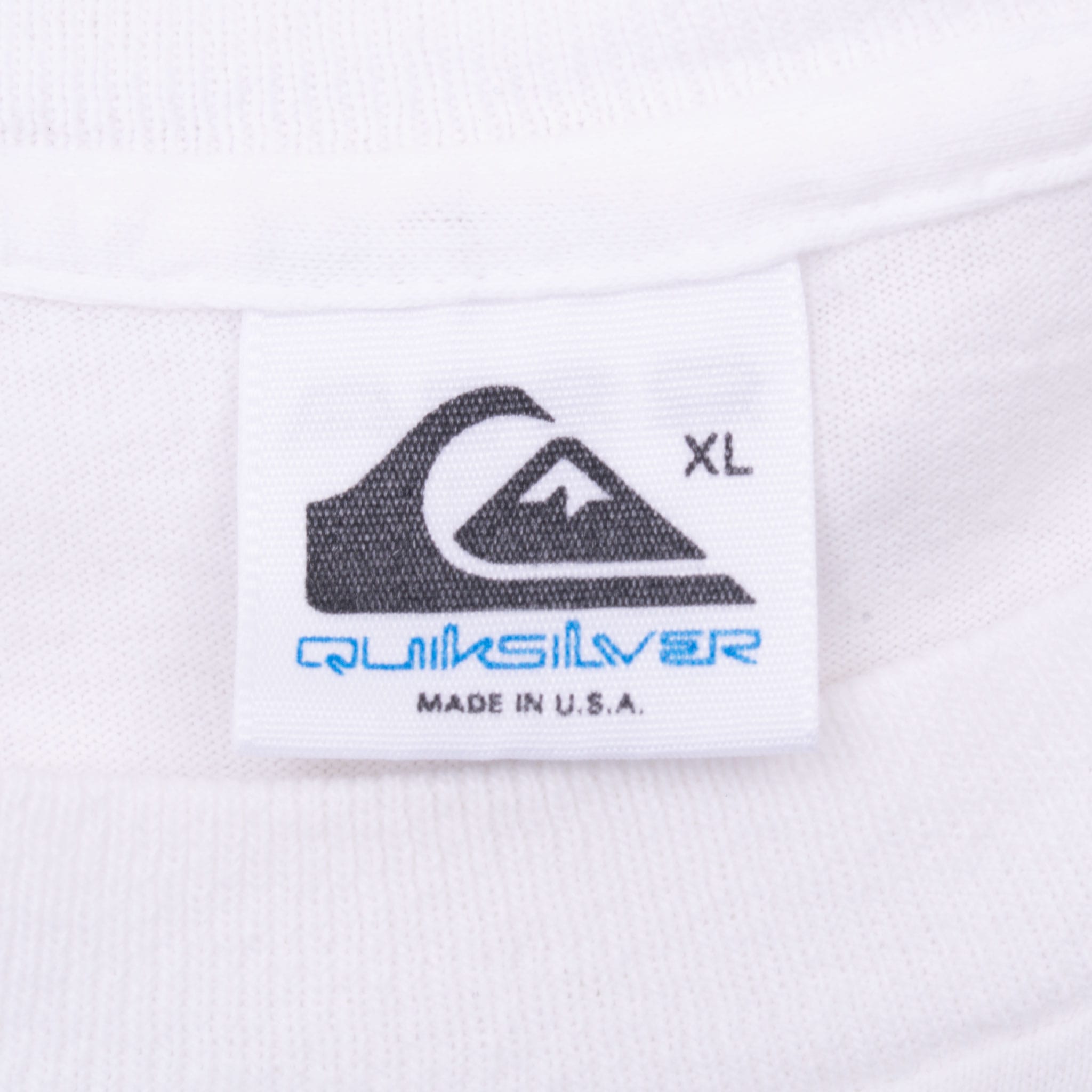 Vintage Quicksilver White Surf Tee Shirt 1990S Size Large Made In Usa With Single Stitch Sleeves