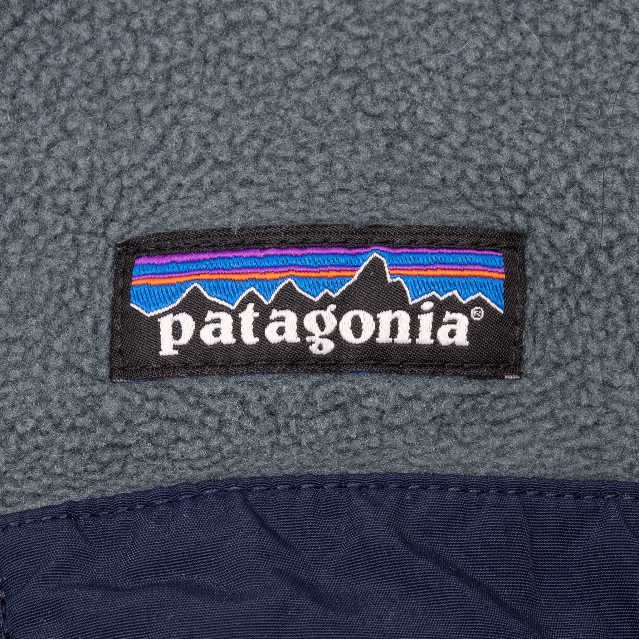 Vintage Patagonia Snap T Synchilla Fleece Green Grey Pullover Sweatshirt Size Large