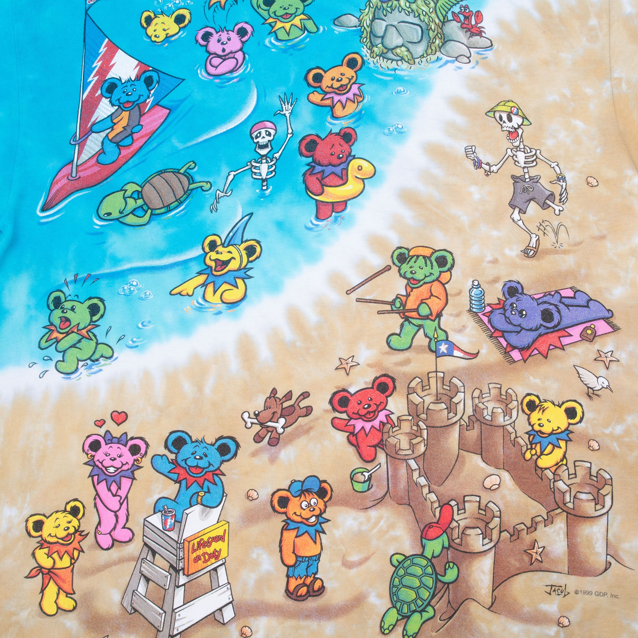 Vintage Grateful Dead Beach Tie Dye Liquid Blue Tee Shirt 1999 Size Medium