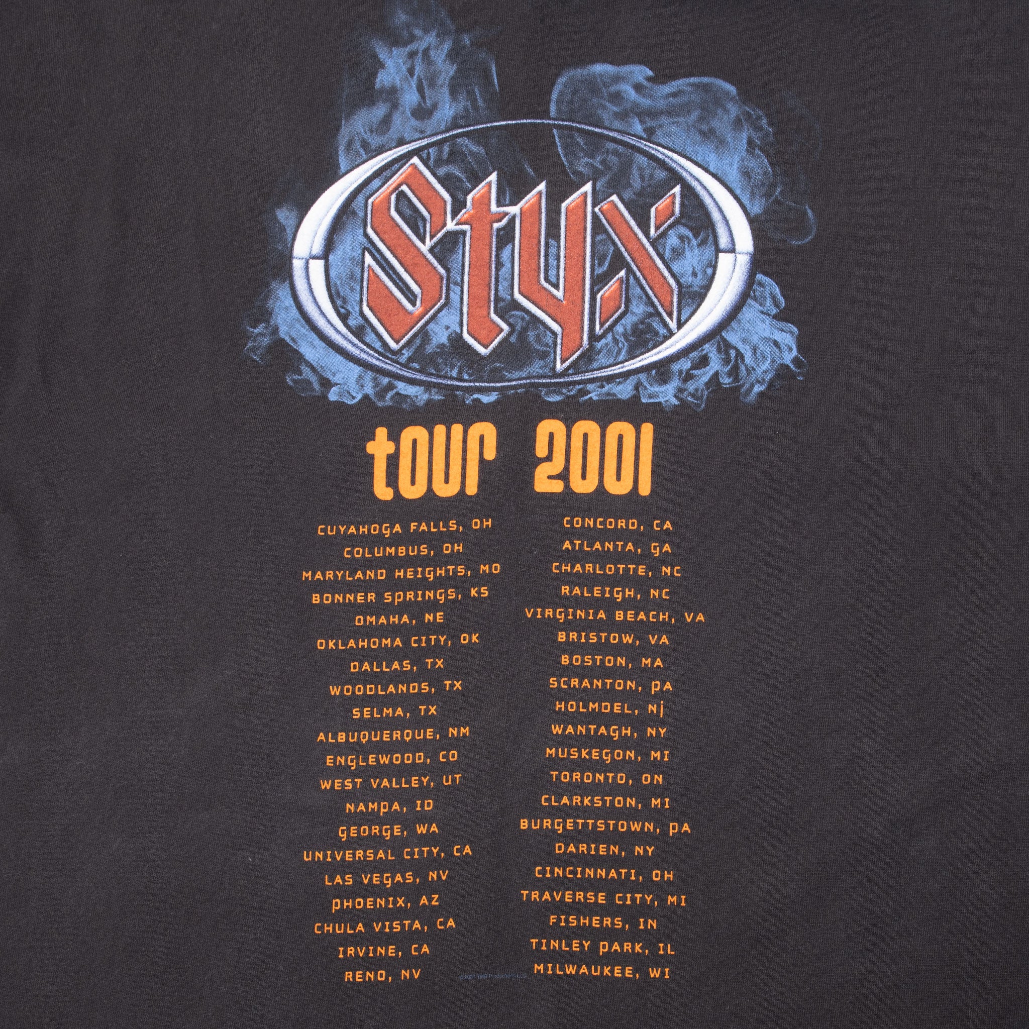 Vintage Styx Tour 2001 Black Tee Shirt Size XL