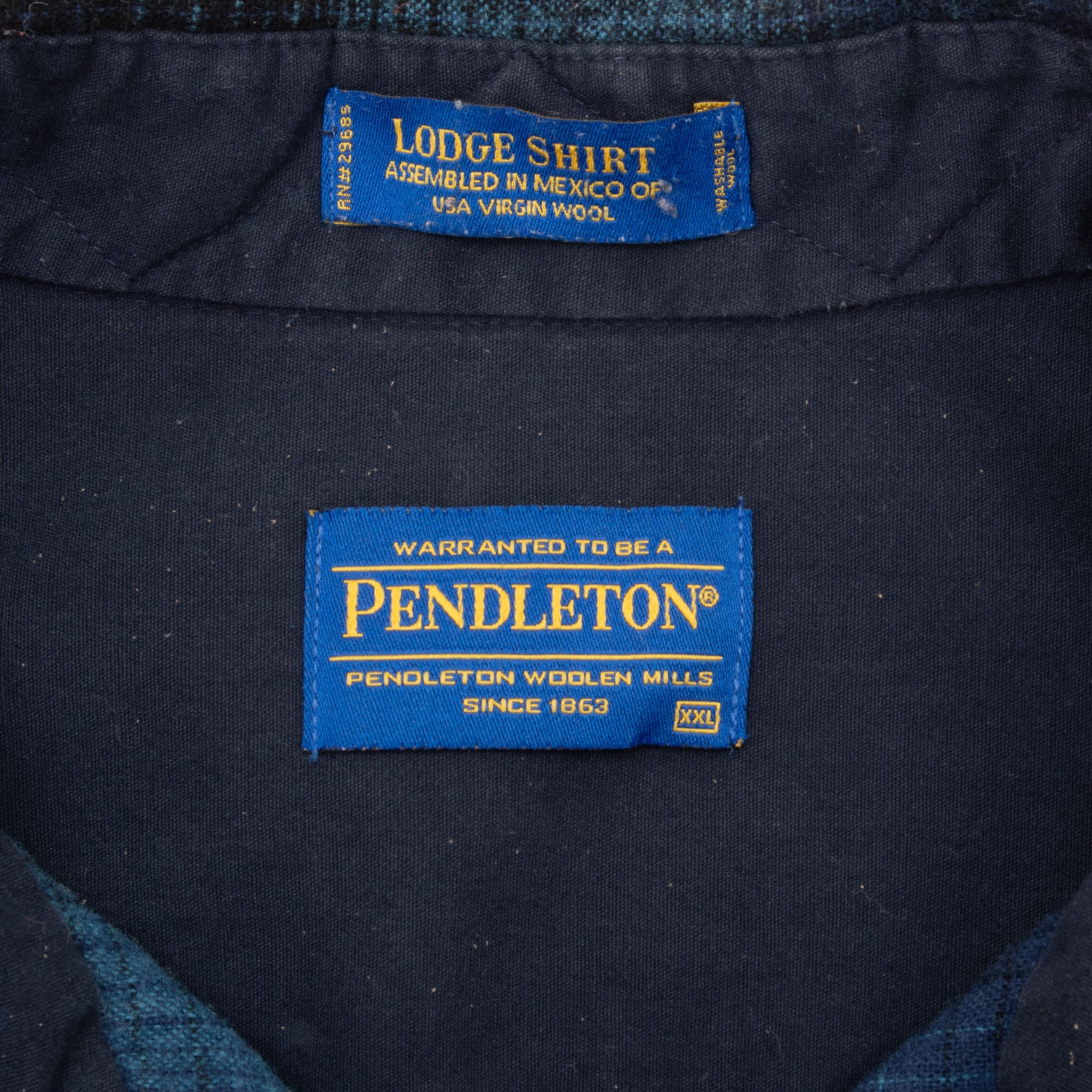 Vintage Pendleton Blue Plaid Western Flannel Wool Shirt 2000S Size 2Xl