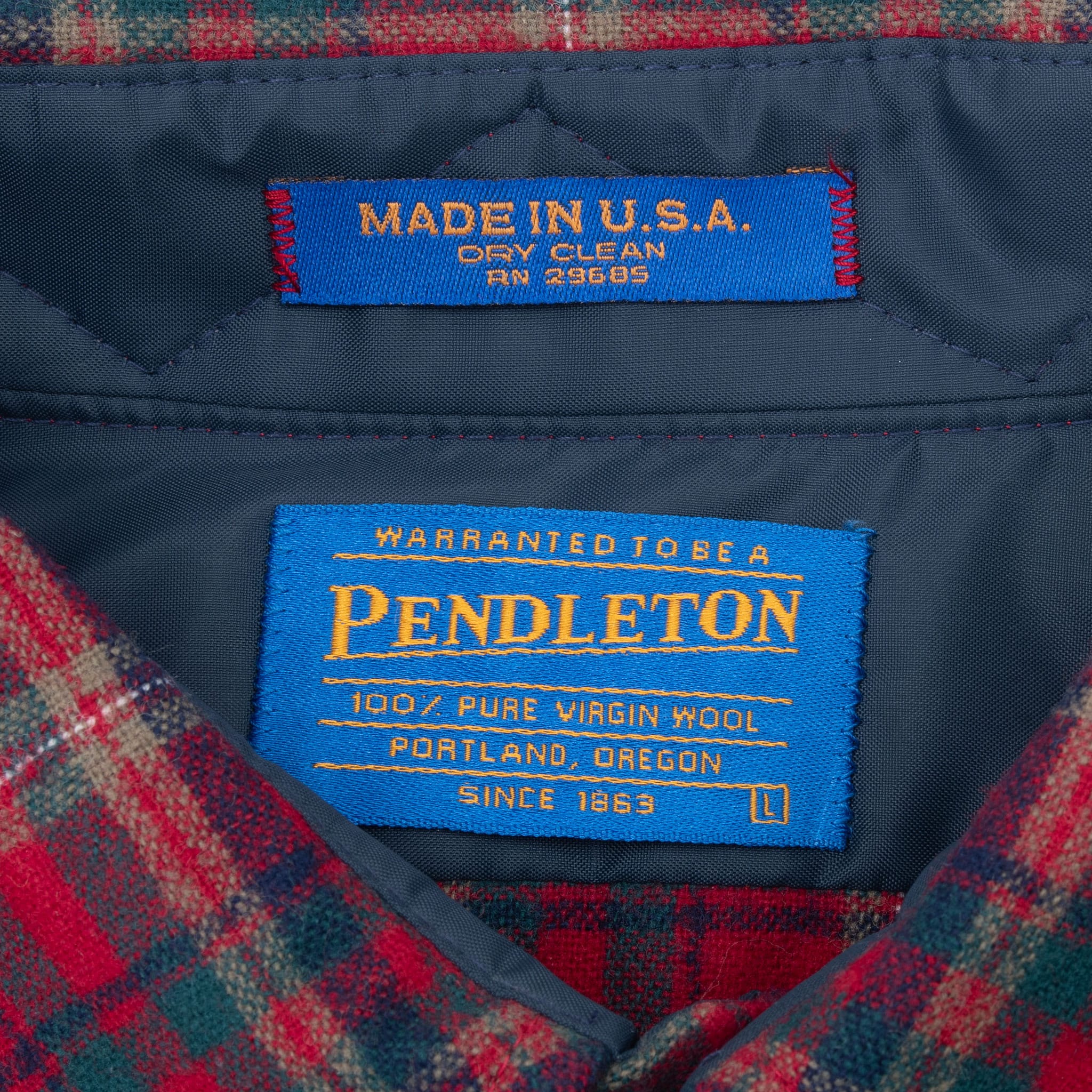 VINTAGE PENDLETON RED GREEN PLAID WESTERN WOOL SHIRT 2000S LARGE DEADSTOCK