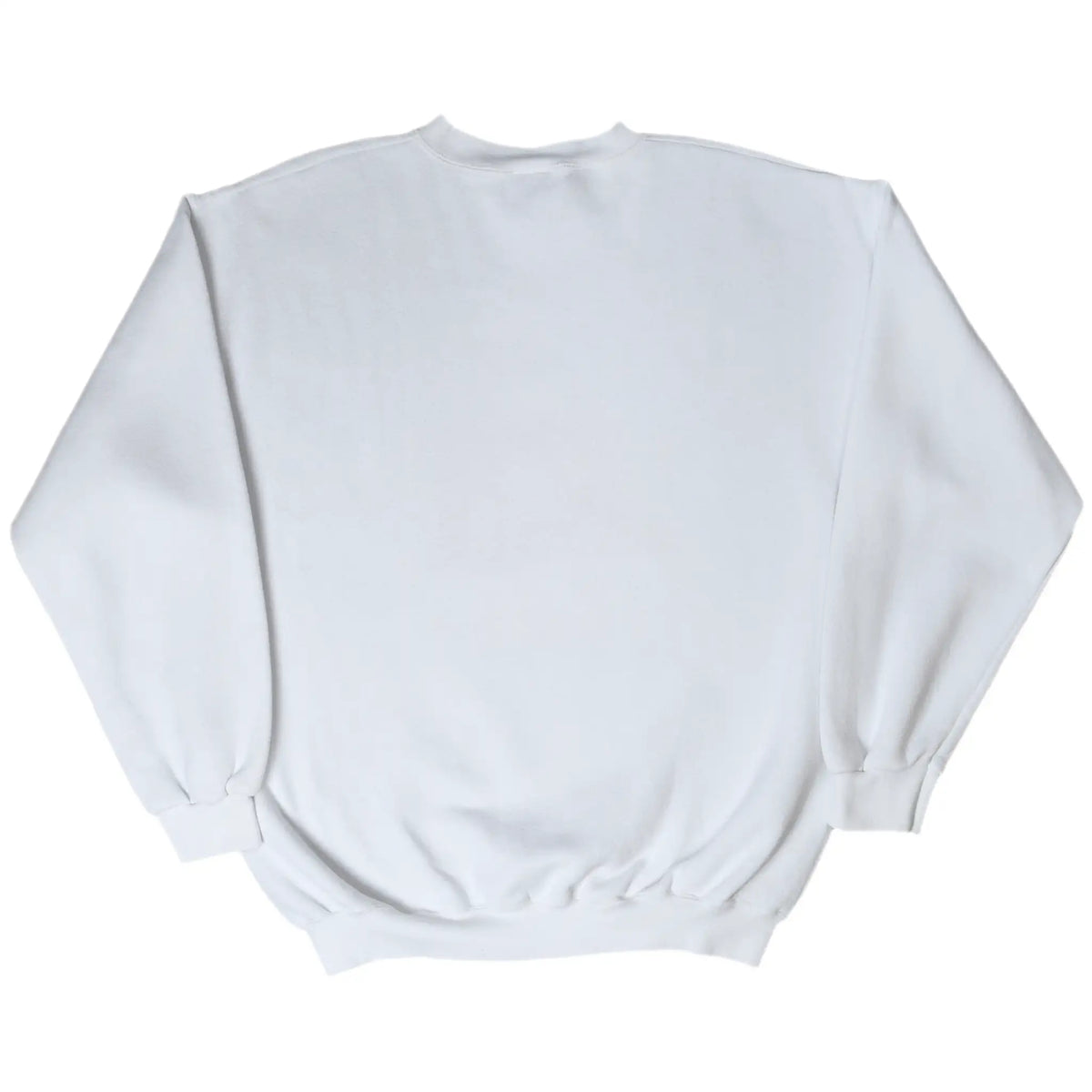 Back of plain white crewneck sweatshirt