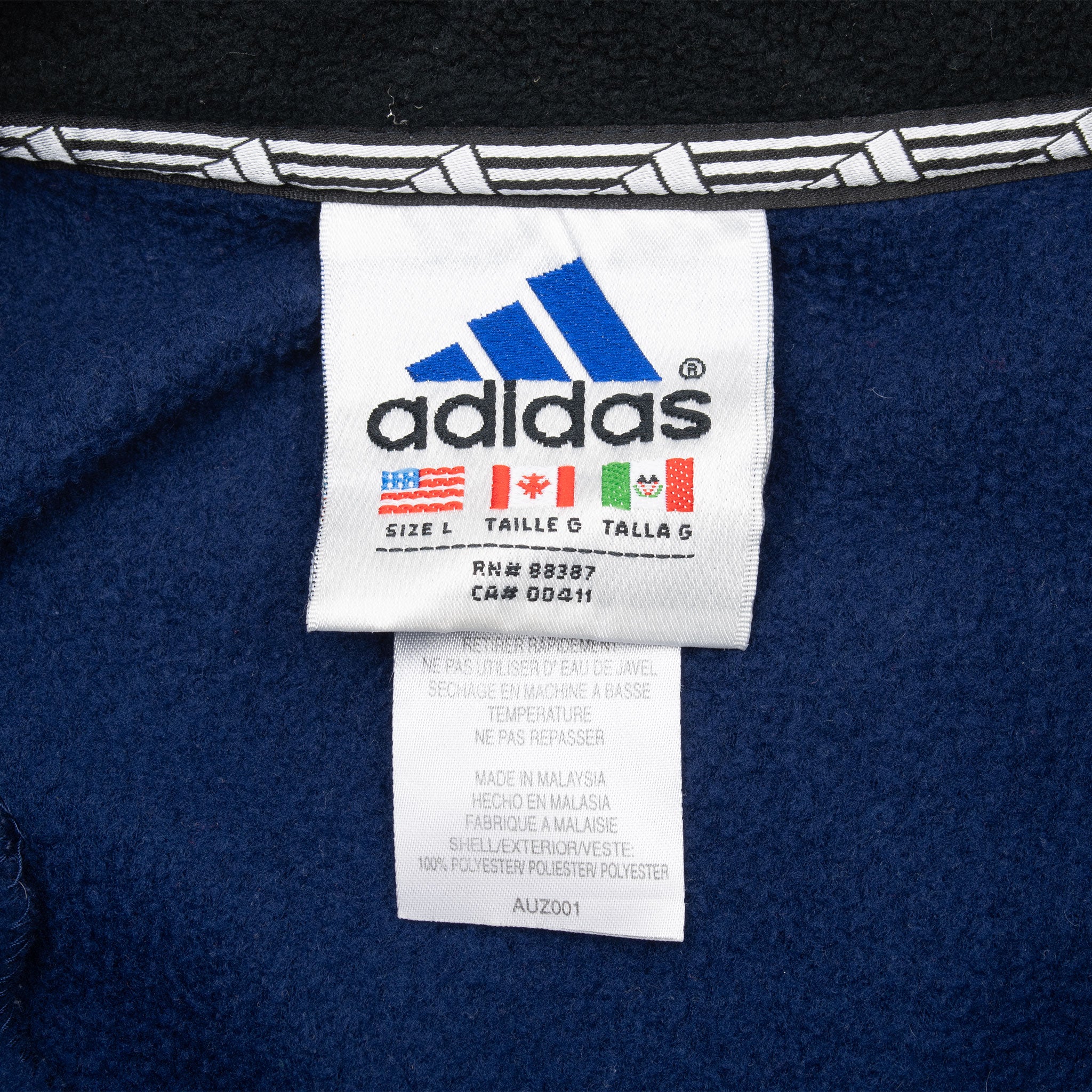 Vintage Adidas Blue Fleece Pullover Windbreaker Jacket 1990S Size Large