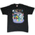 Full front view of black Disney T-shirt with colorful Pleasure Island graphic