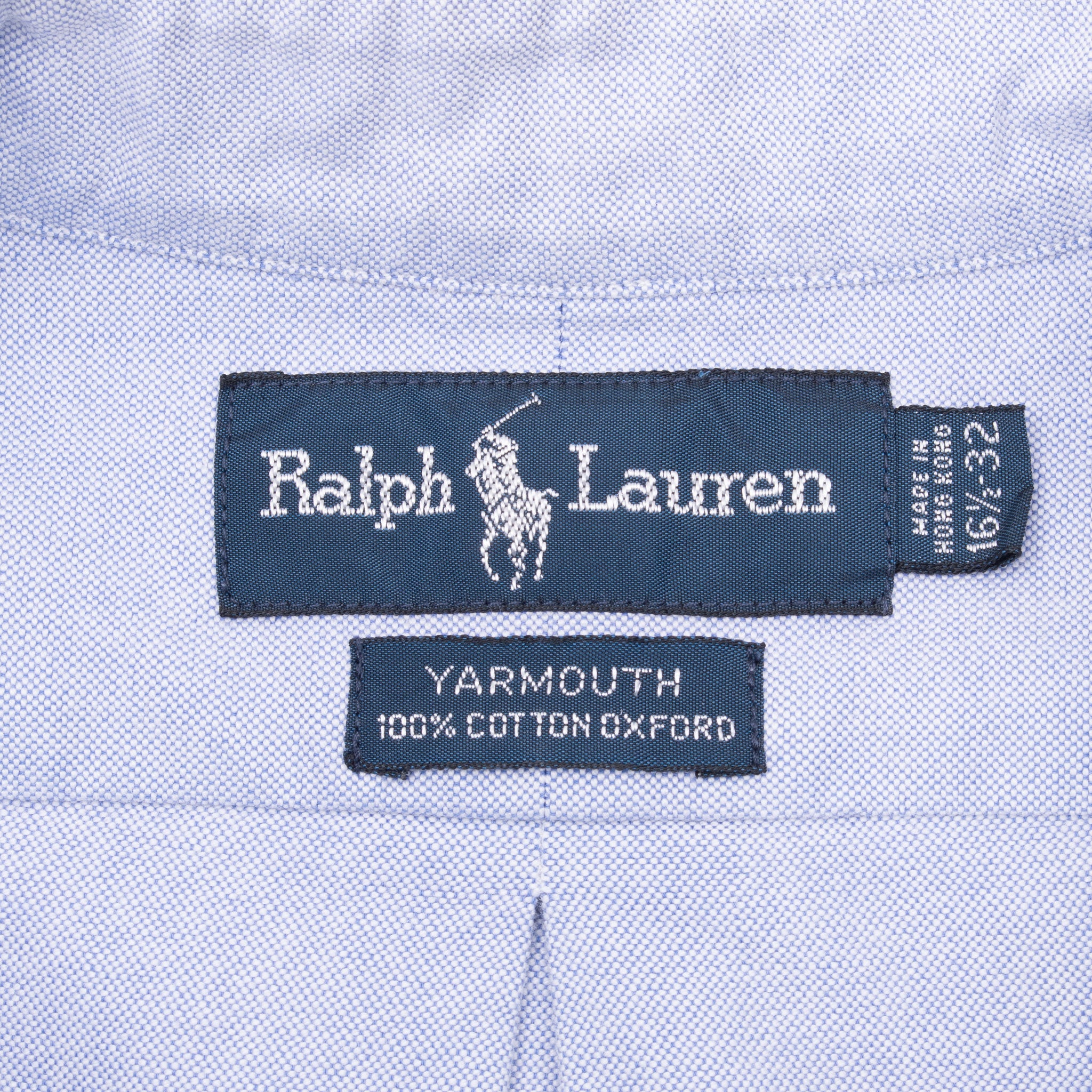 Vintage Ralph Lauren Blue Striped Shirt 1990S Size Large 16 1/2 X 32