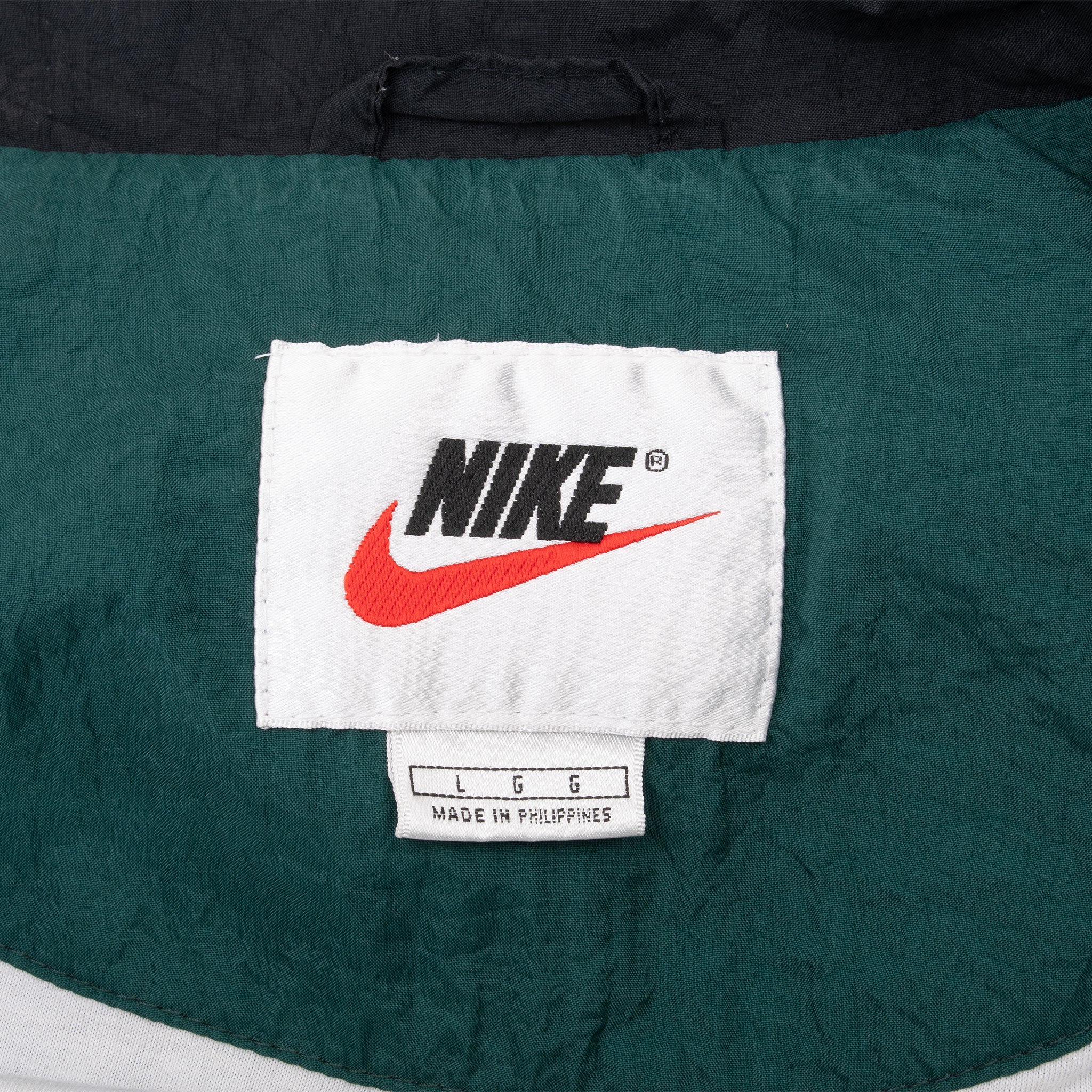 Vintage Nike Big Swoosh Green Windbreaker Jacket 1990S Size Large