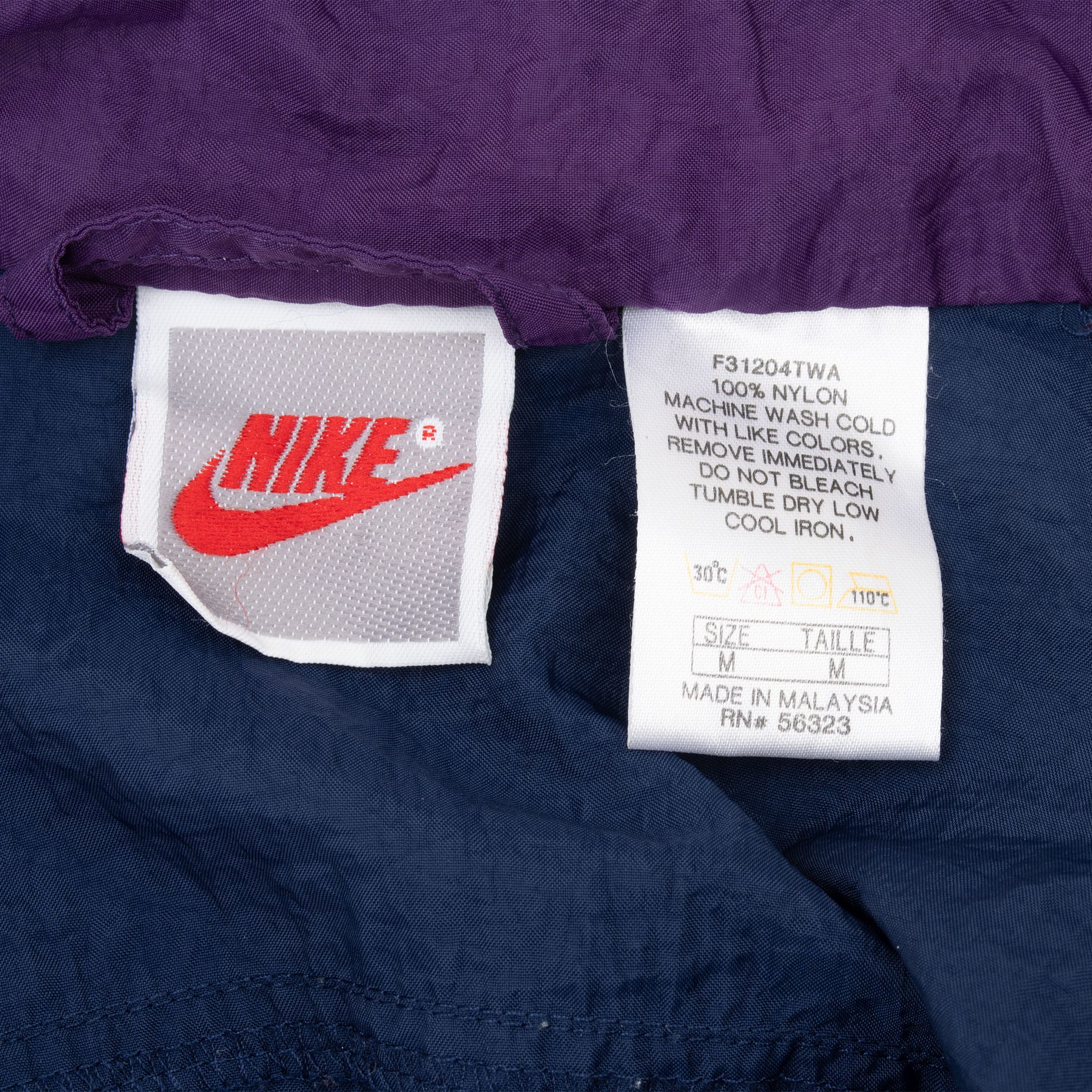 Vintage Nike Swoosh Purple Blue Windbreaker Jacket Late 1980S Size Medium