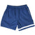 Back of navy blue Nike shorts with white curved stripe detail