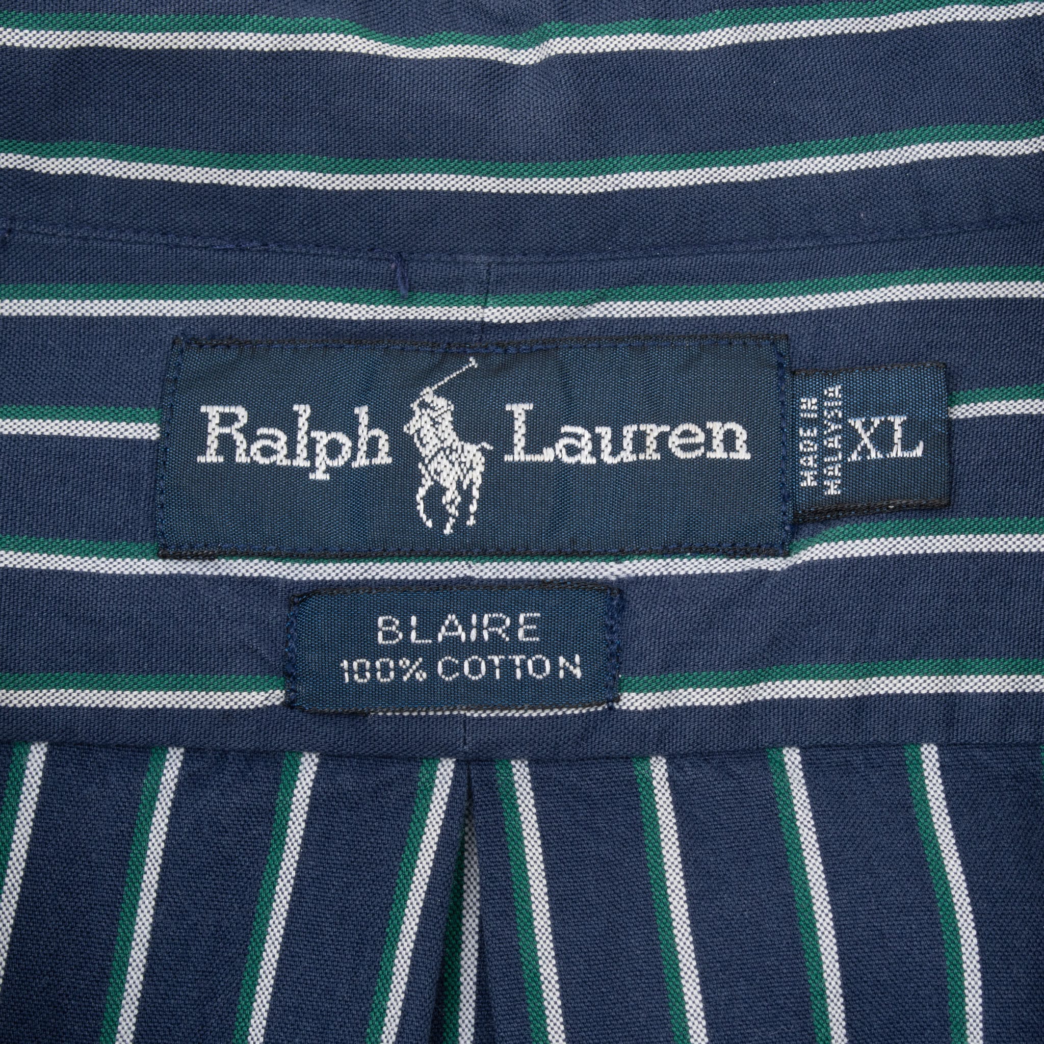 Vintage Polo Ralph Lauren Blue White Striped Shirt 1990S Size XL