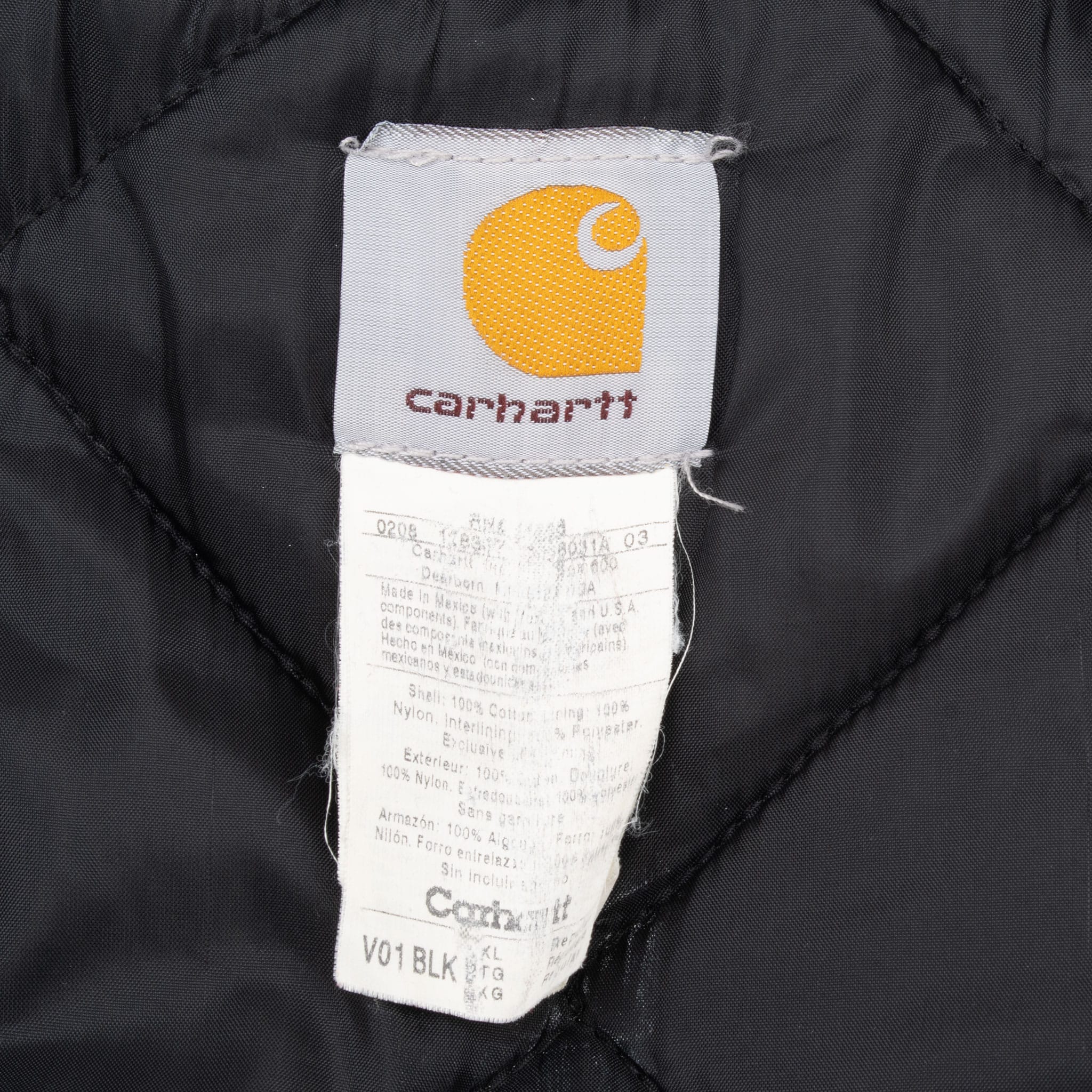 Vintage Carhartt Quilt Lined Black Vest Jacket V01Blk 2008 Size Xl