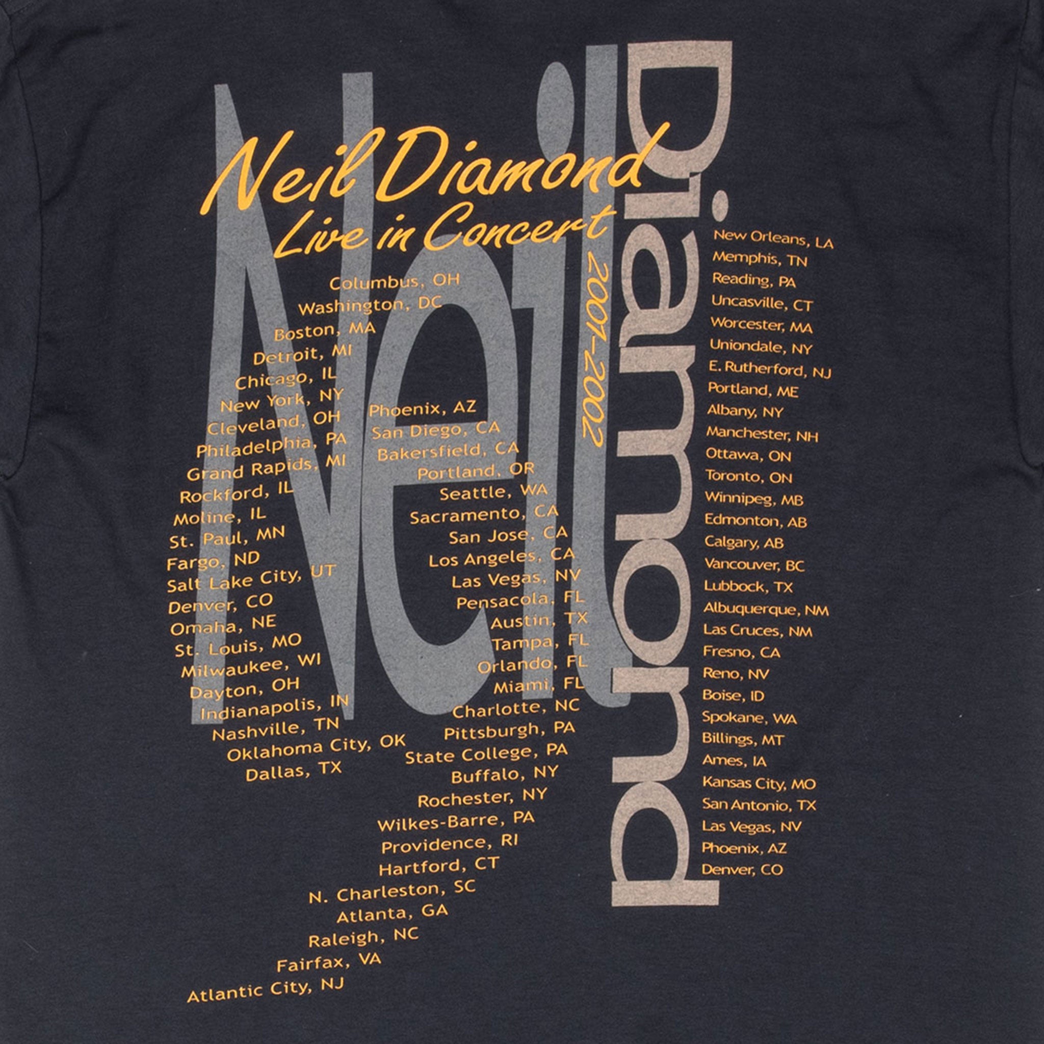 Vintage Neil Diamond In Live Concert 2002 Tee Shirt Size Medium