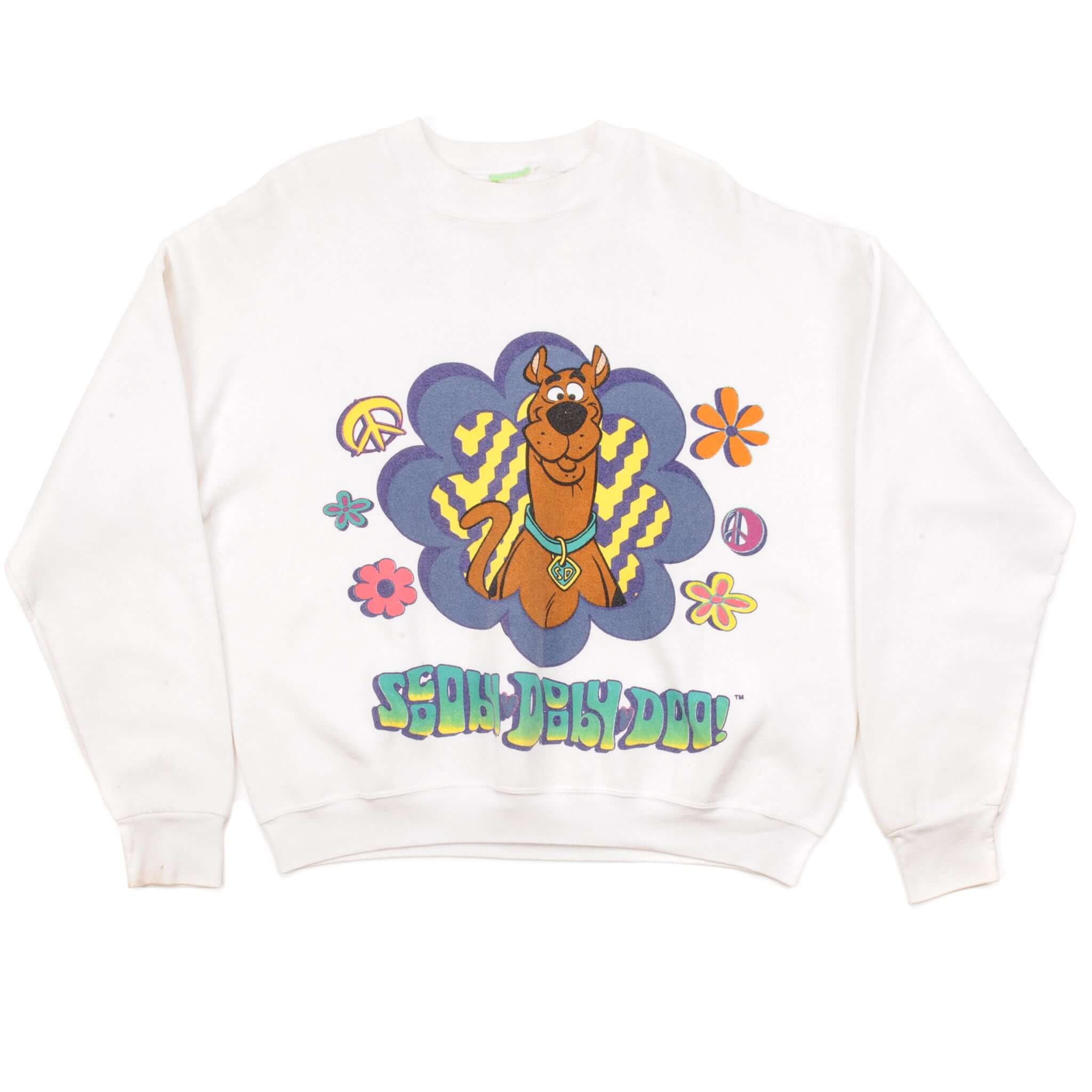 Vintage Scooby Doo Peace And Love White Sweatshirt 1990S Size XL
