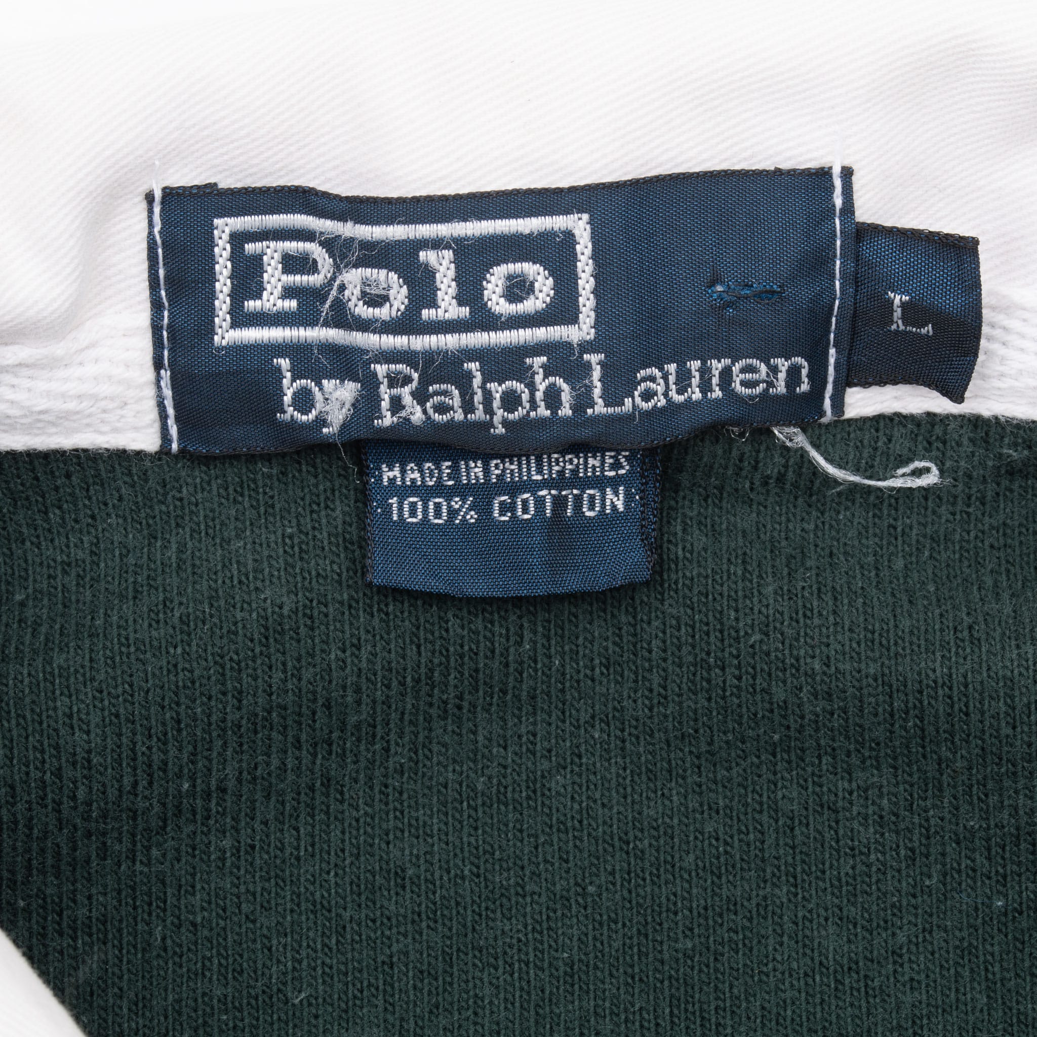 Vintage Polo Ralph Lauren Blue Green Striped Rugby Polo Shirt 1990S Size Large