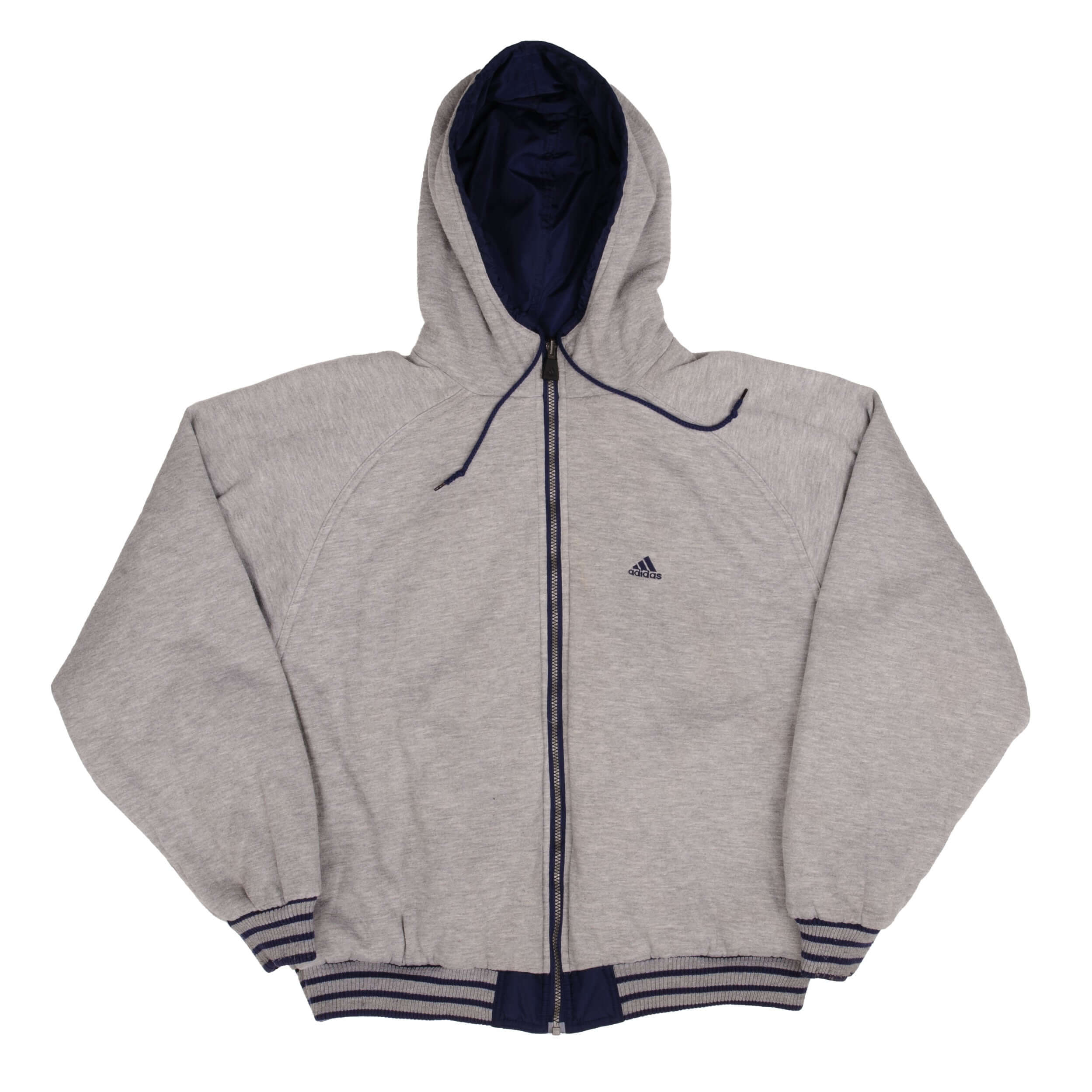 Vintage Adidas Reversible Nylon Windbreaker Hooded Jacket 2000S Size XL